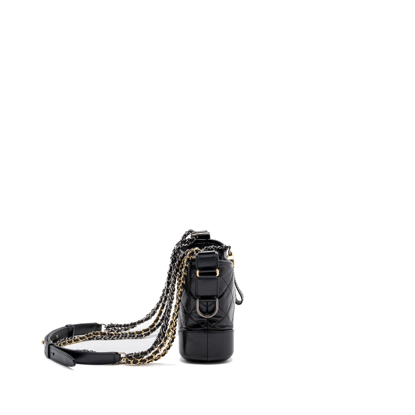 Chanel Gabrielle Hobo Aged Calfskin Hardware Multicolour Black Small Shoulder Bag Black Ghw