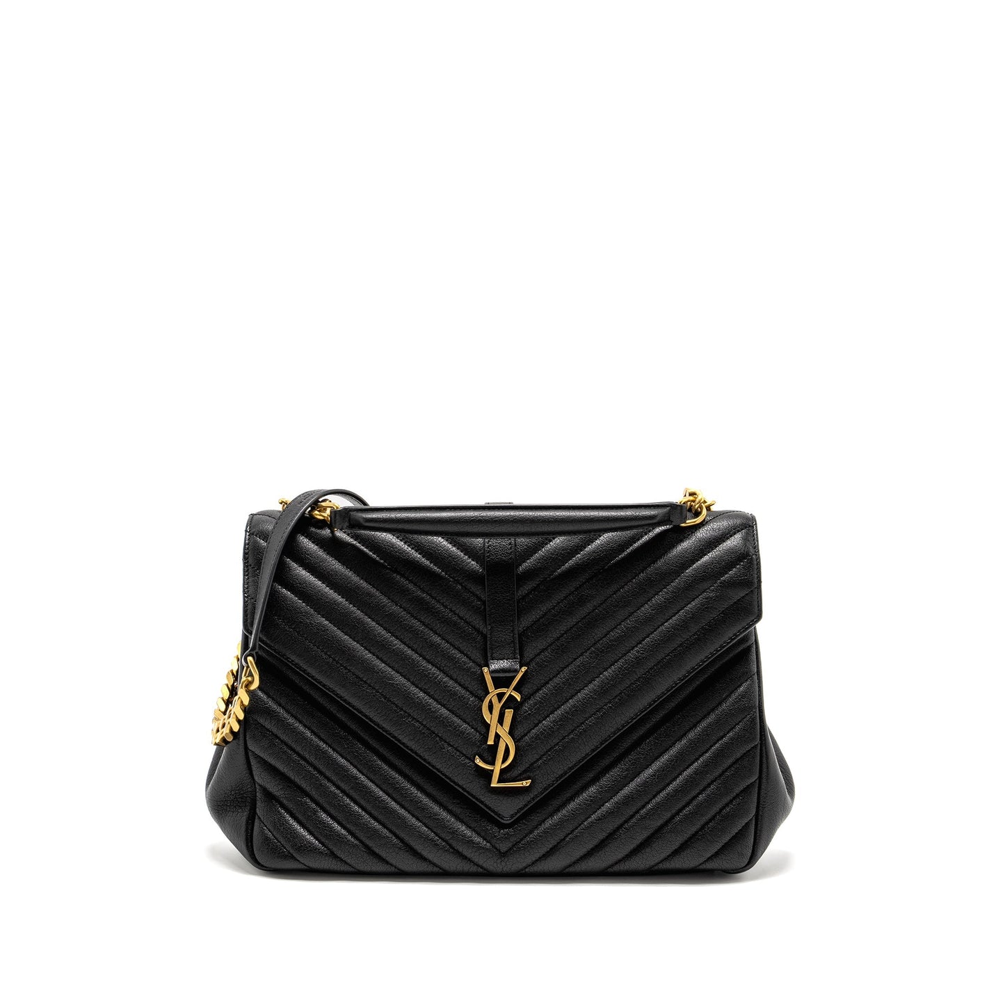 YSL Saint Laurent Large College Purse Travel Bag Leather Matelasse