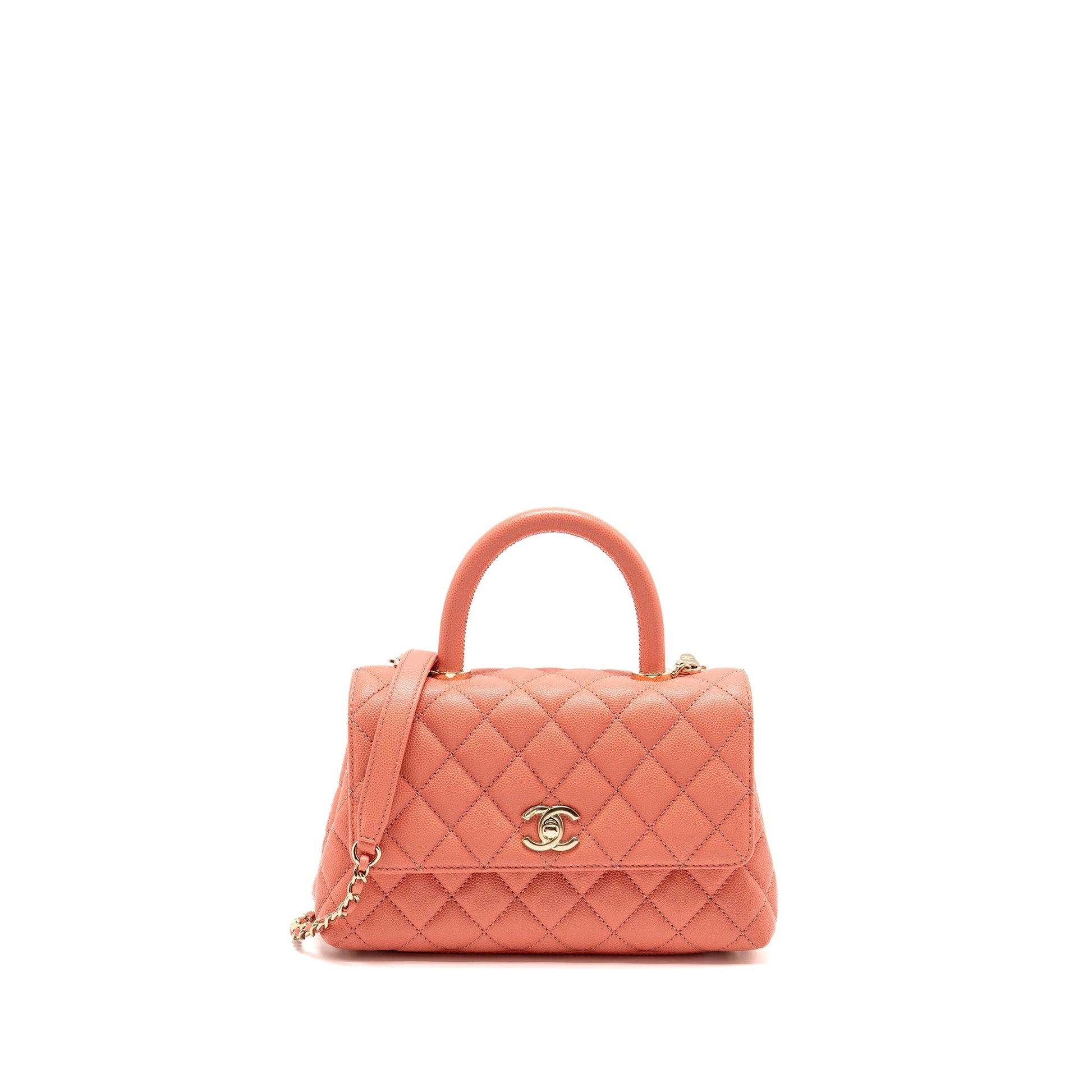 Chanel Coco handle Caviar LGHW microchip Pink Small Handbag