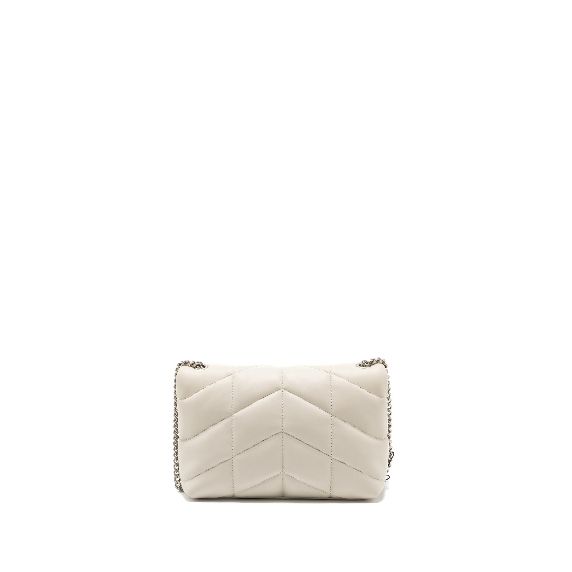 YSL Saint Laurent Saint Laurent Loulou Puffer Purse Lambskin Blanc Mini Small Shoulder Bag