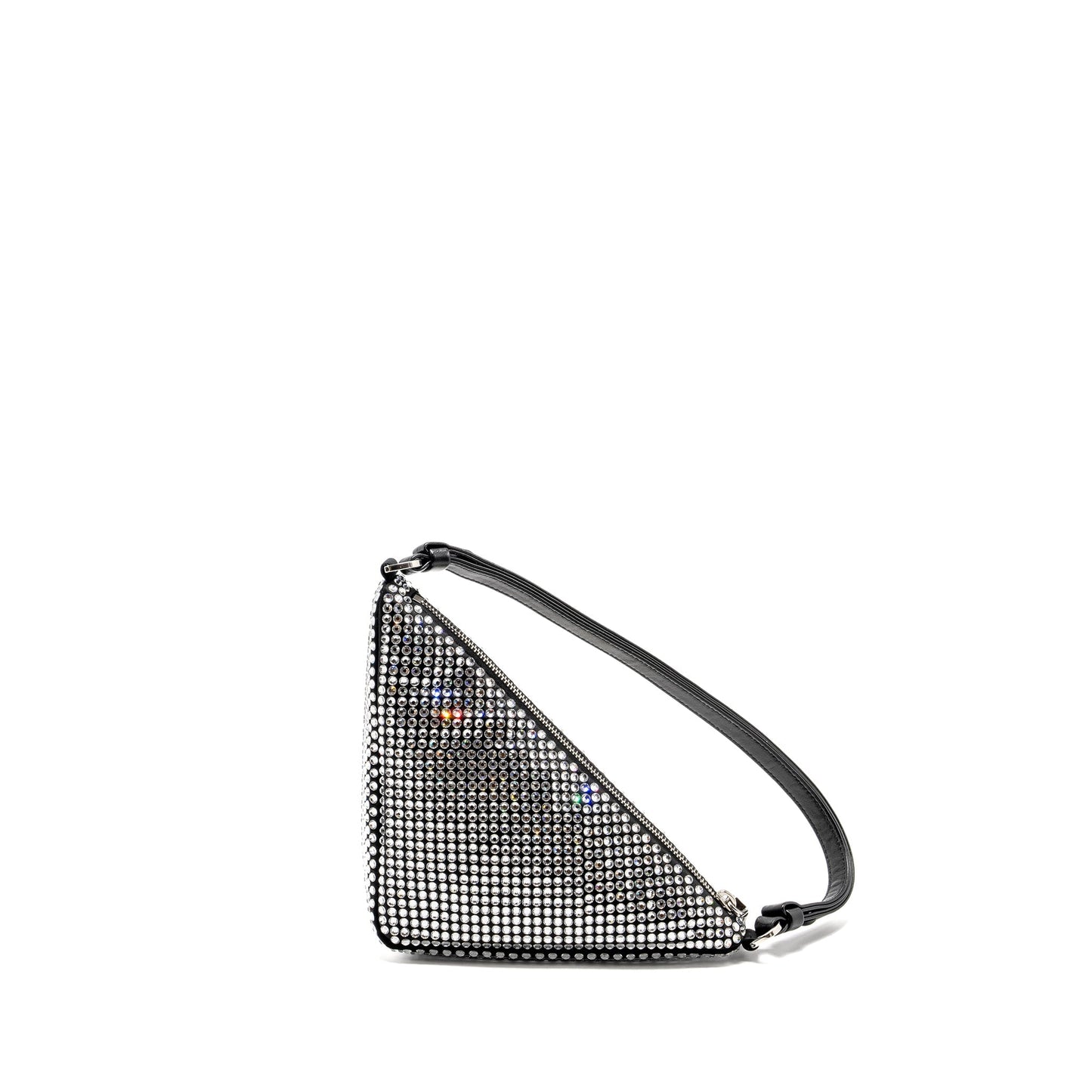 Prada Triangle Pouch Crystal Embellished Handbag Black Travel Bag