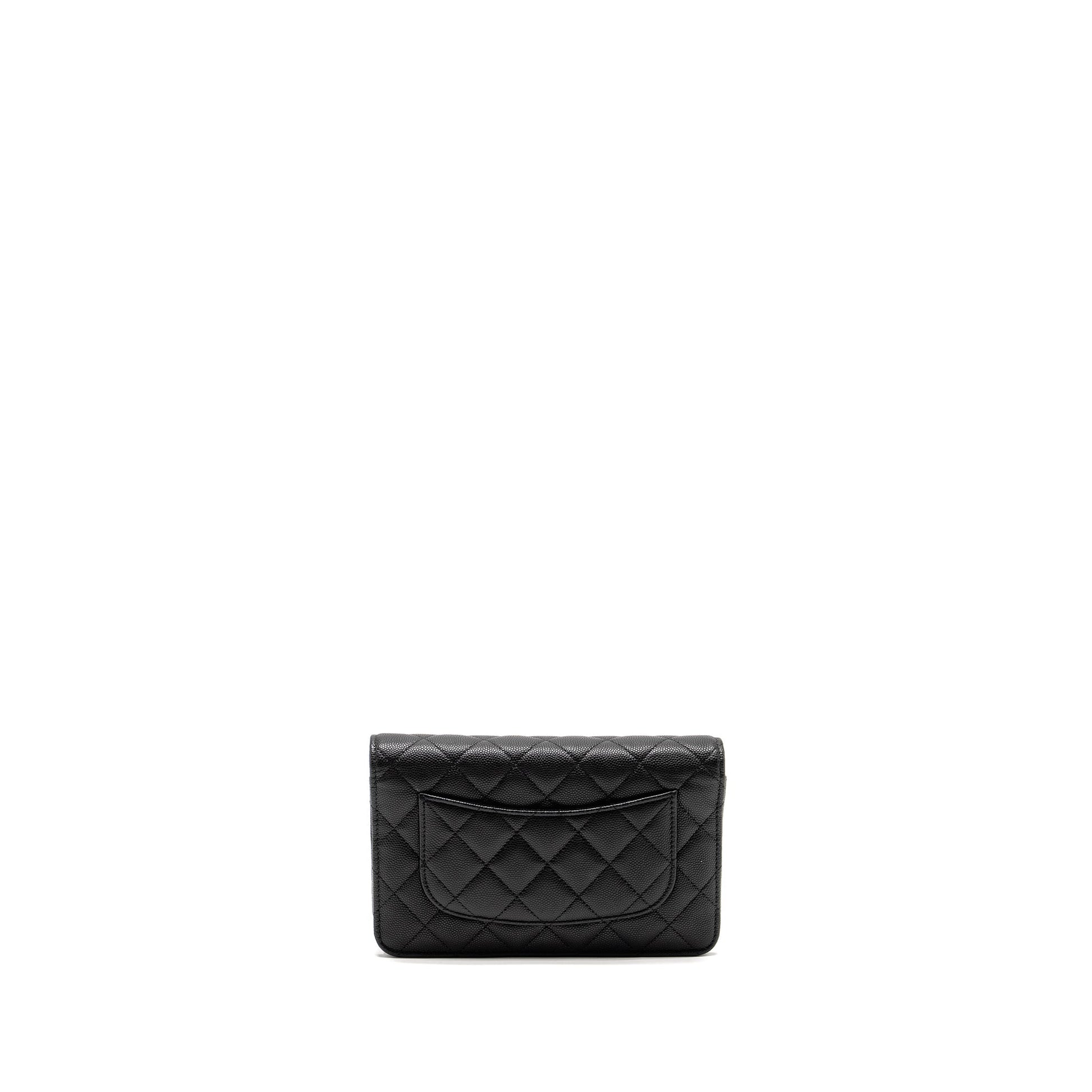 Chanel Coco Casino on Caviar GHW Microchip Black Wallet Case
