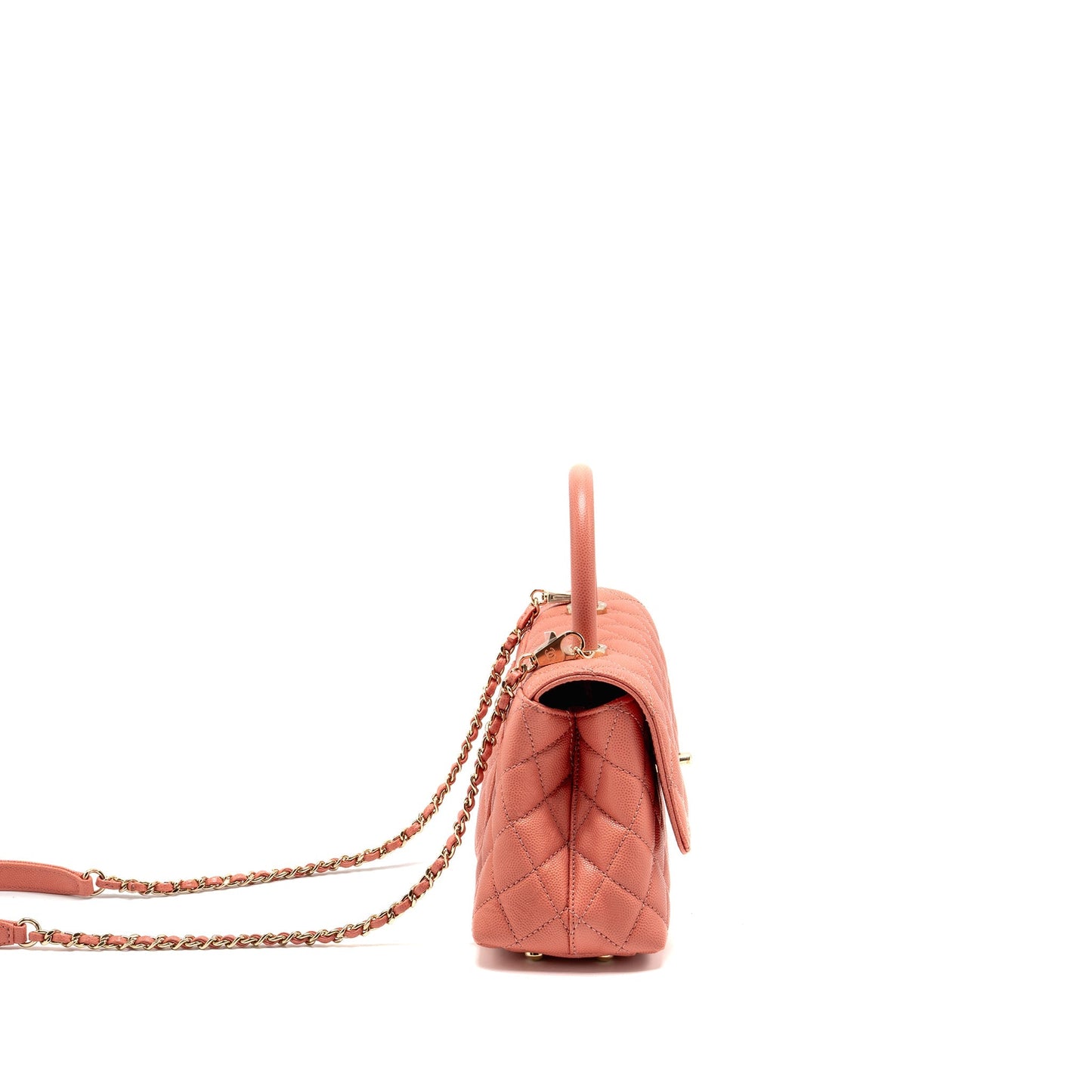 Chanel Coco handle Caviar LGHW microchip Pink Small Handbag
