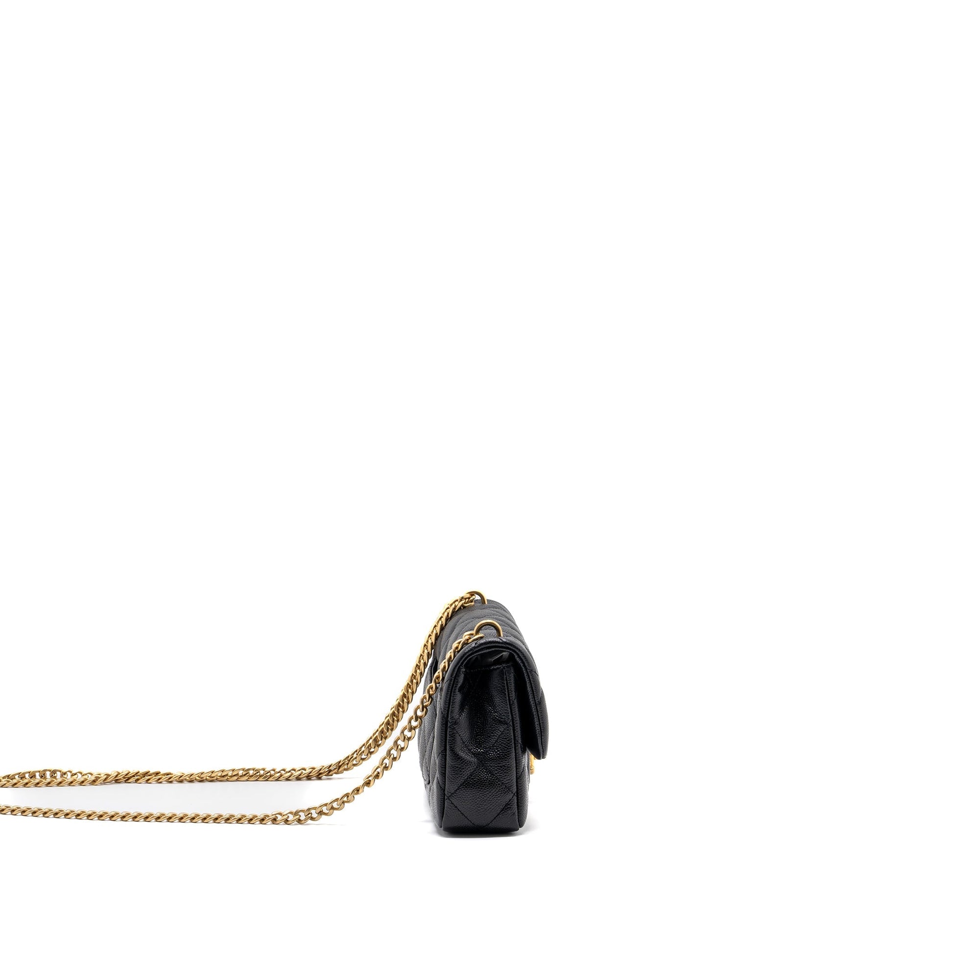 Chanel 23p Coco Love Flap Caviar GHW Black Shoulder Bag Black Ghwmicrochip
