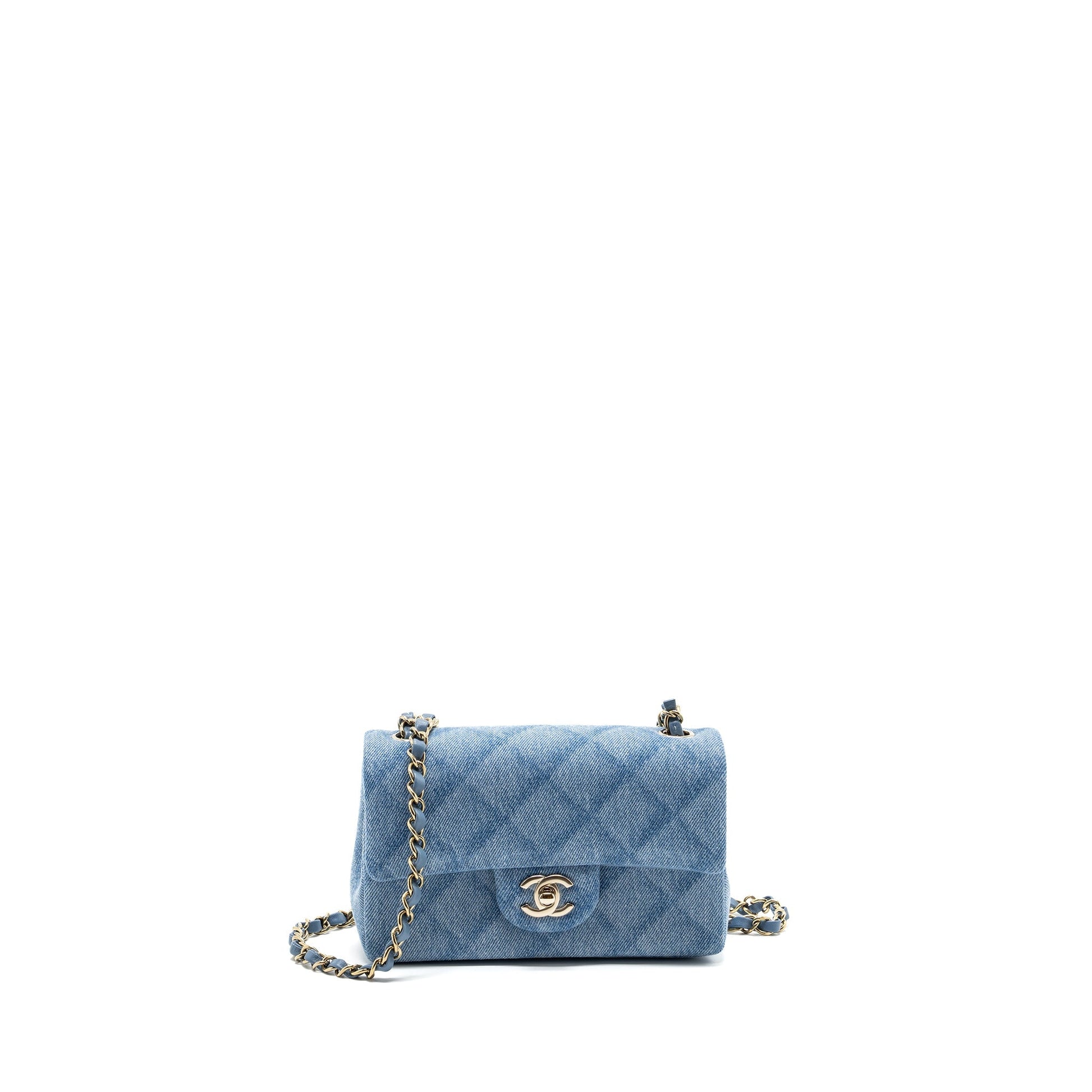 Chanel 22B Rectangular Flap Denim Light LGHW Blue Shoulder Bag