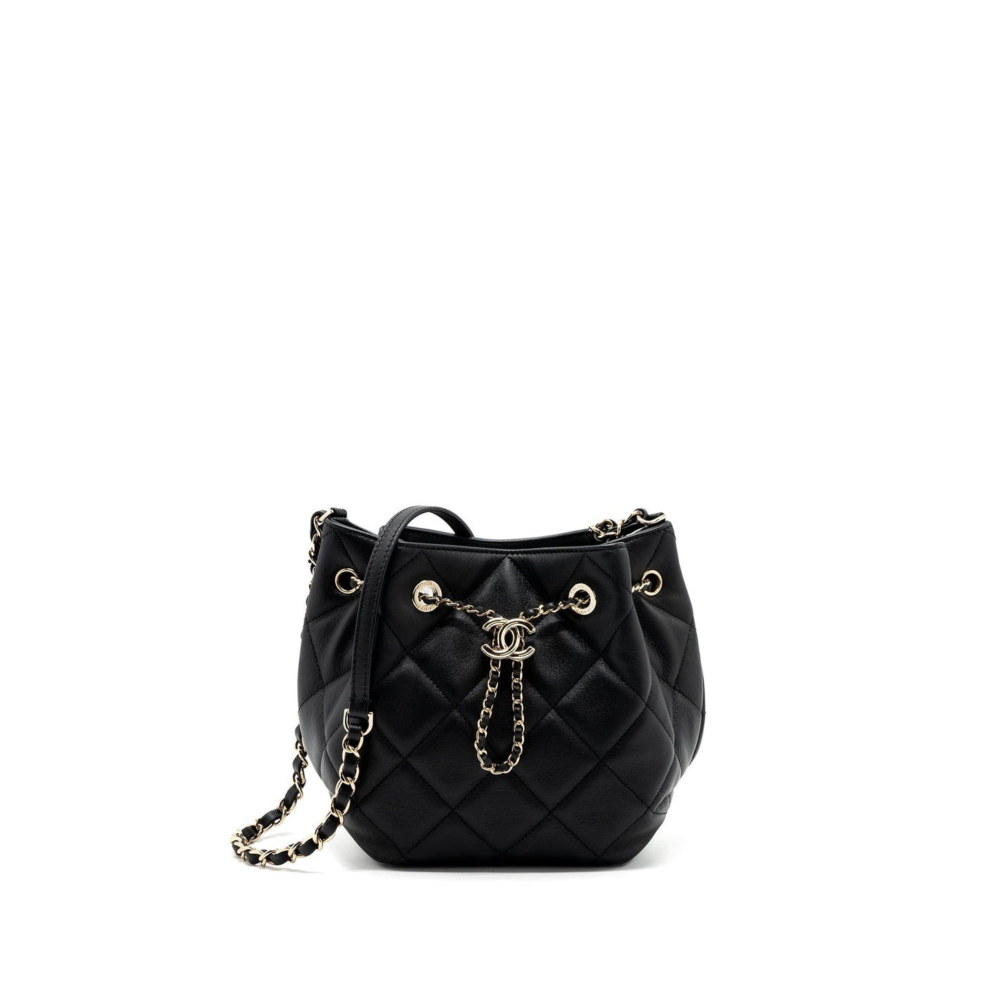 Chanel Drawstring Bucket Calfskin LGHW Black Jewelry Lghw 1