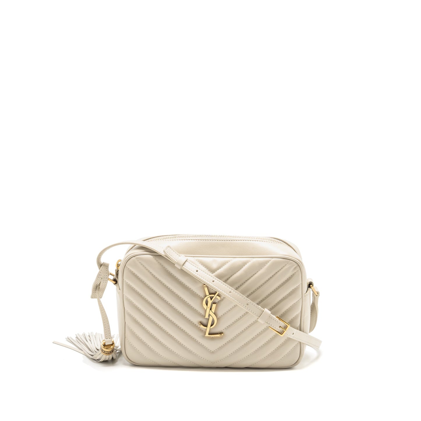 YSL Saint Laurent Lou Camera Purse Calfskin Travel Bag White
