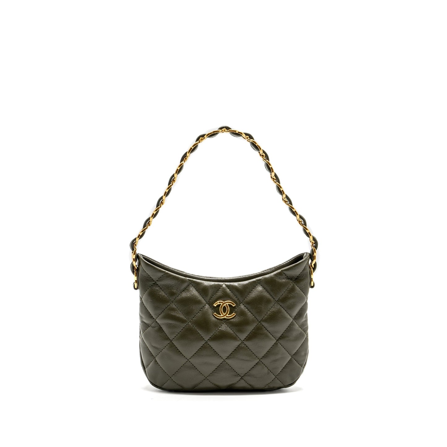 Chanel 22k Hobo Lambskin GHW microchip Green Shoulder Bag