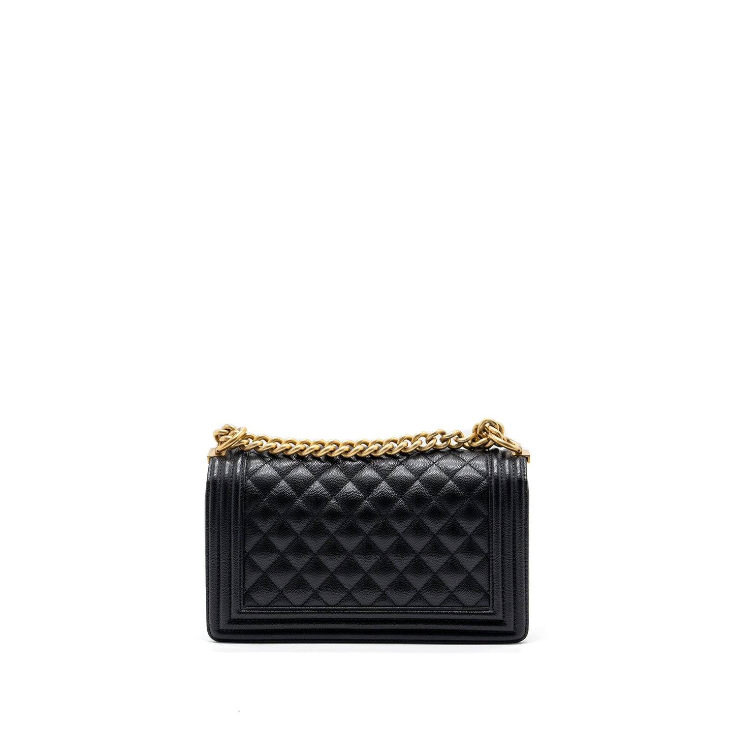 Chanel Classic Boy Caviar GHW Black Green Handbag