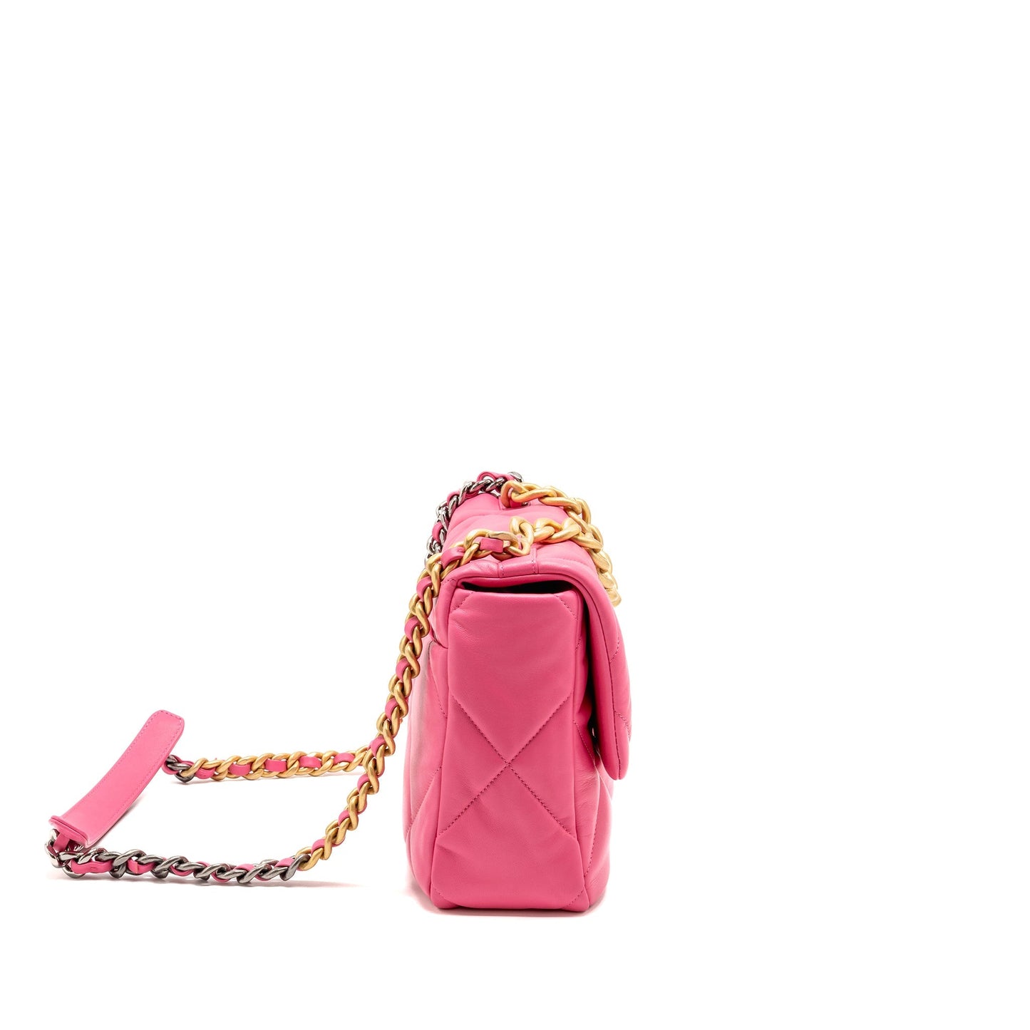 Chanel 19 Lambskin Hardware microchip Multicolour Pink Handbag