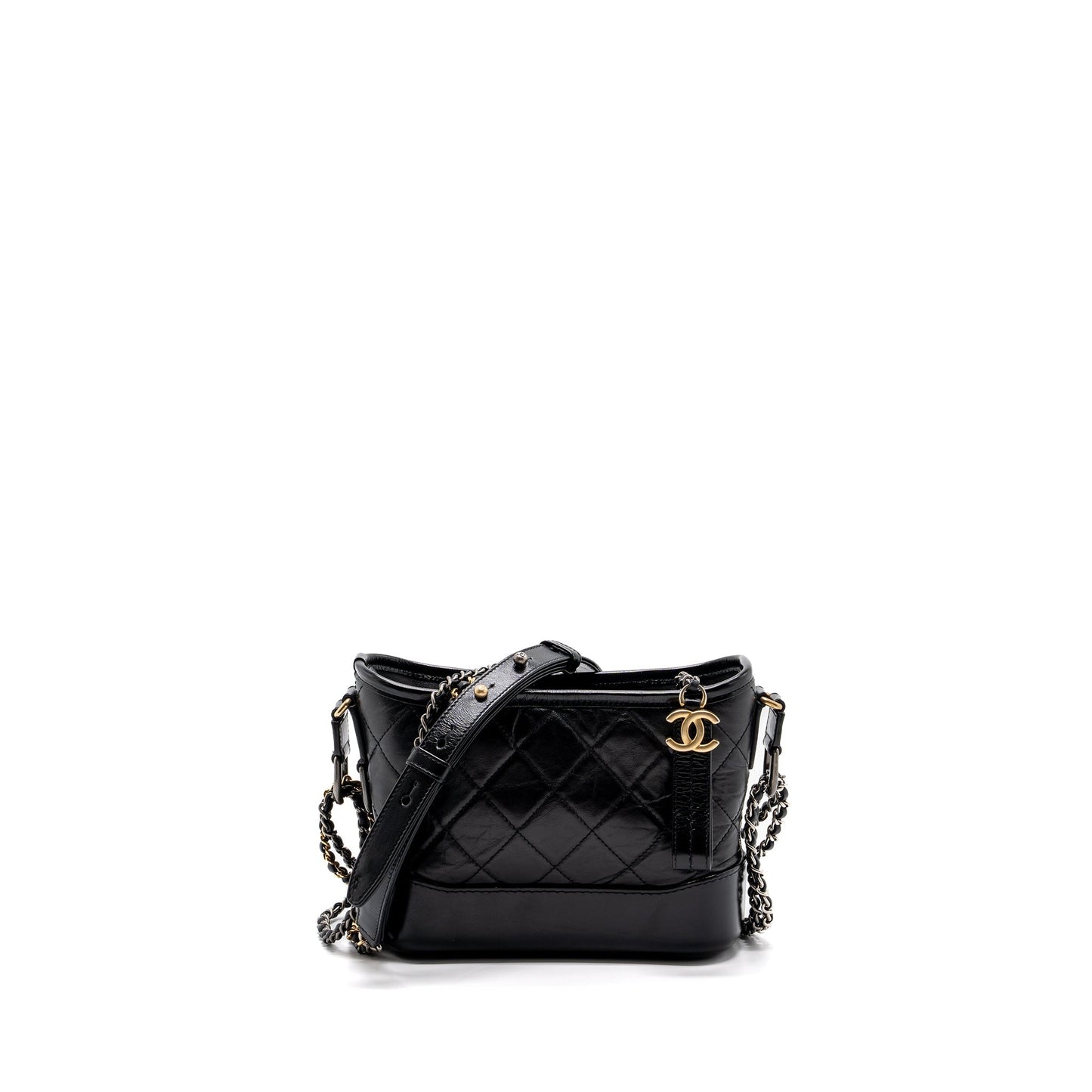 Chanel Gabrielle Hobo Aged Calfskin Hardware Multicolour Black Small Shoulder Bag Black Ghw