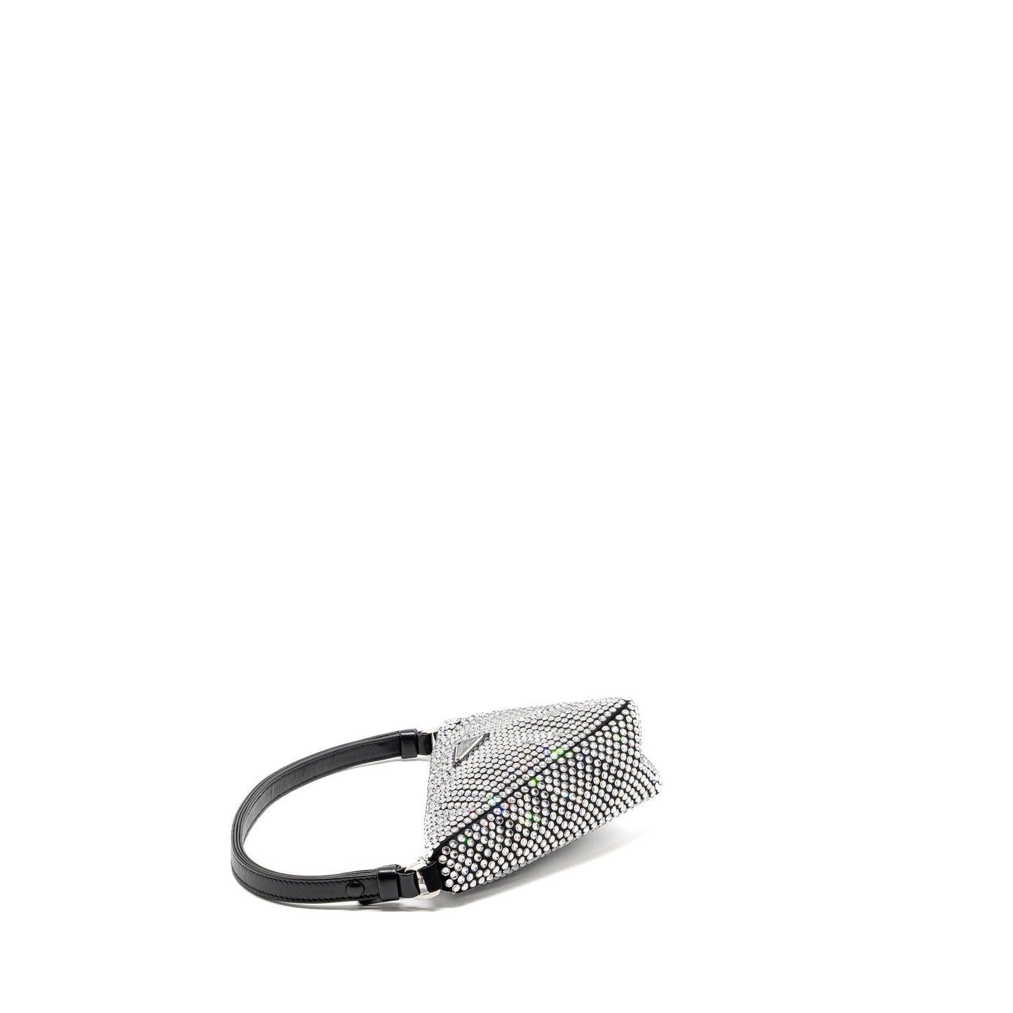 Prada Triangle Pouch Crystal Embellished Handbag Black Travel Bag