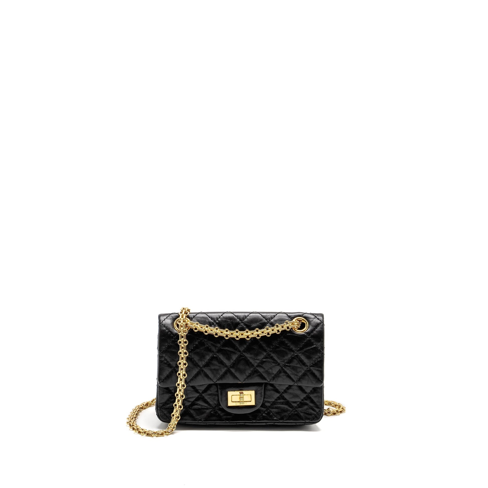 Chanel 2.55 Reissue Aged Calfskin GHW Black Mini Bag Black Ghw