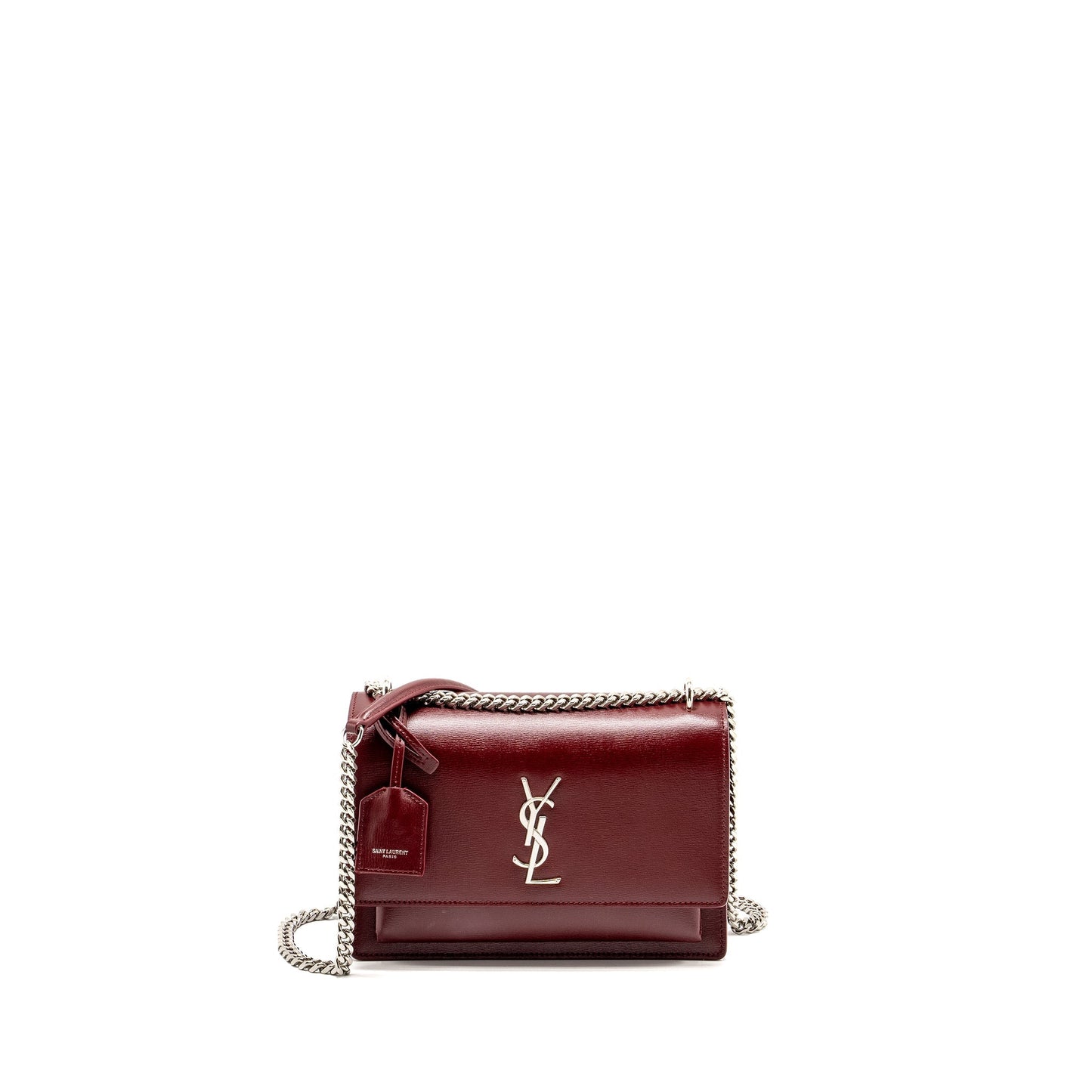 YSL Saint Laurent Sunset Purse Calfskin Burgundy Travel Bag