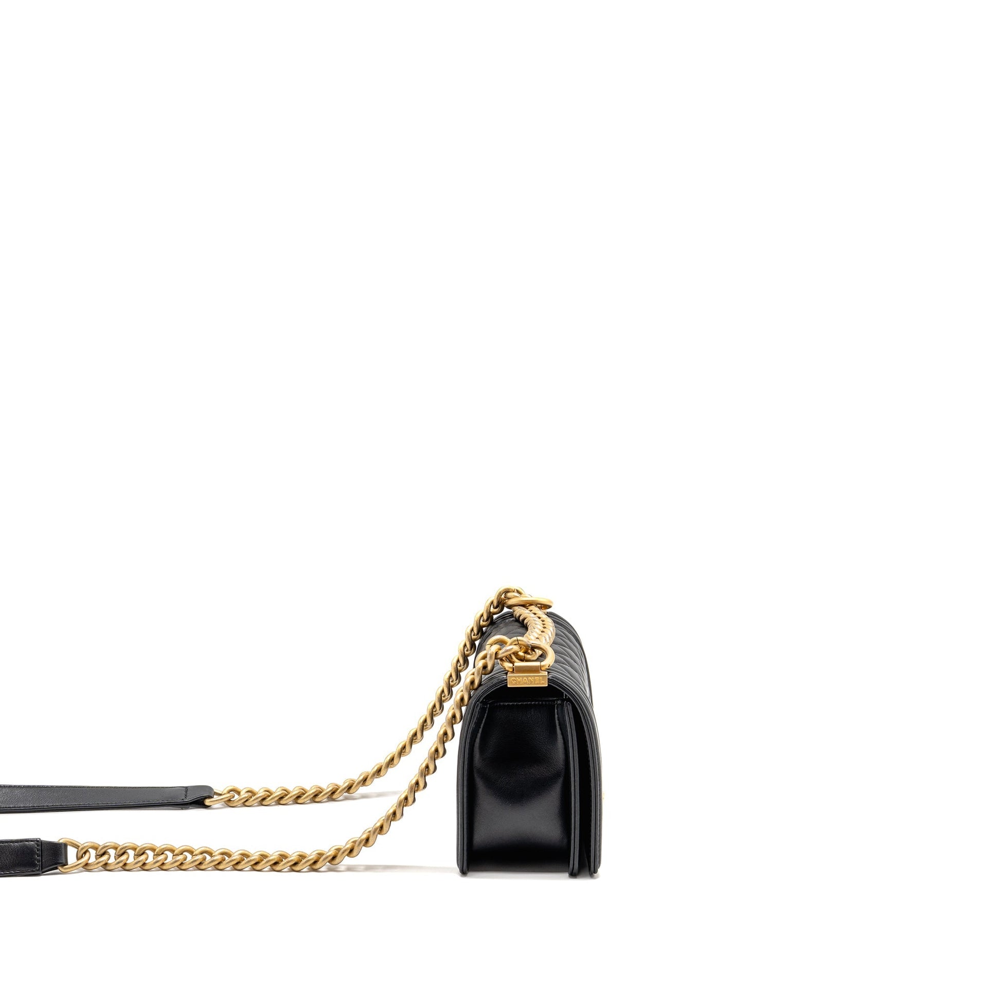 Chanel Boy Calfskin GHW Black Small Handbag Black Ghw