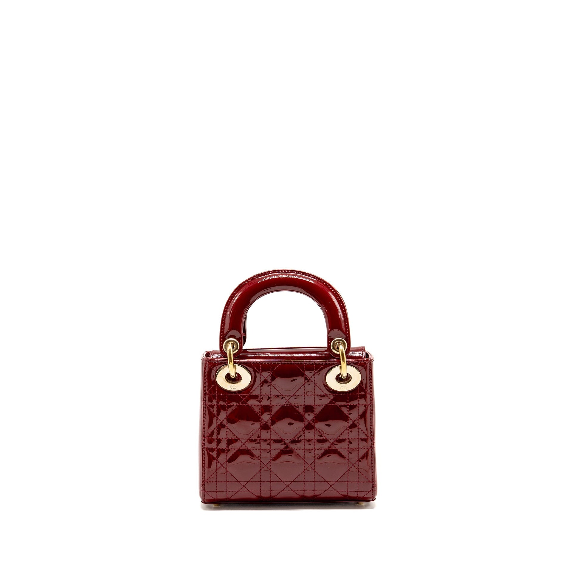 Dior Lady Patent Handbag Red Mini Travel Bag 3