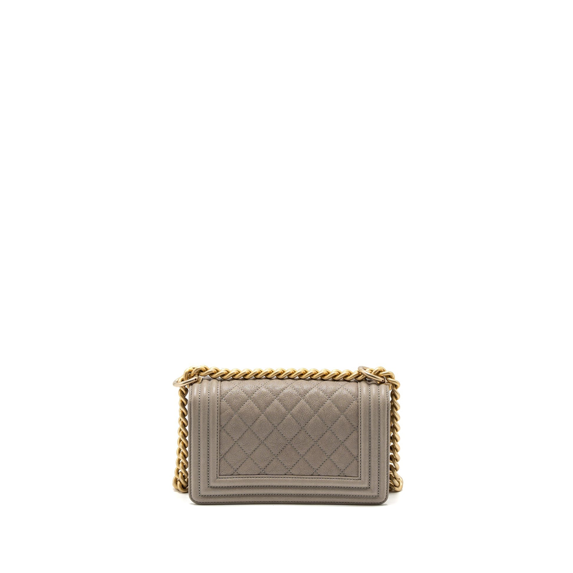Chanel Boy Caviar Light GHW Grey Small Handbag