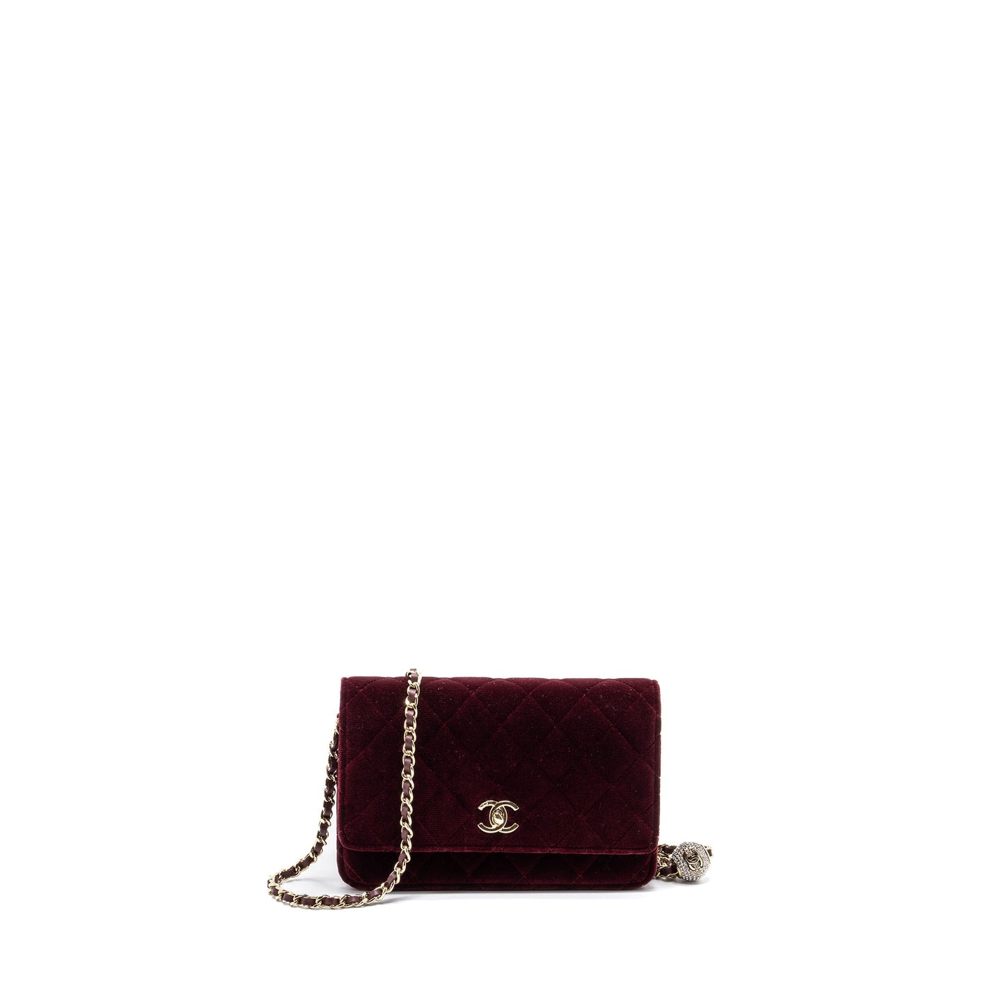 Chanel Crystal Pearl Crush On Velvet Burgundy Wallet Case
