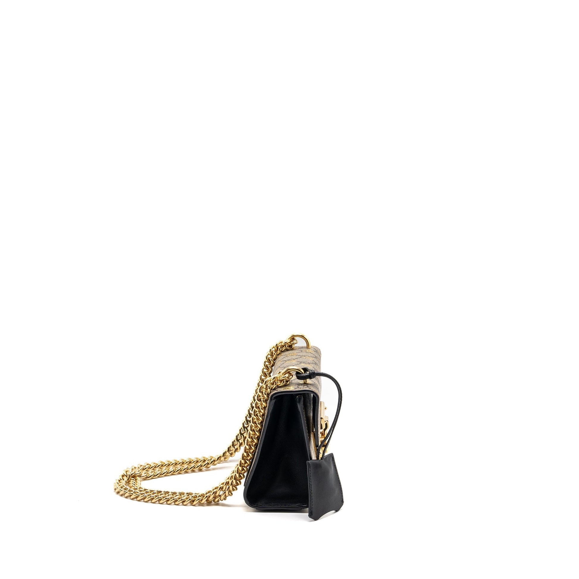 Gucci Small Padlock Chain Bag Supreme With Bee Canvas Black Travel Bag