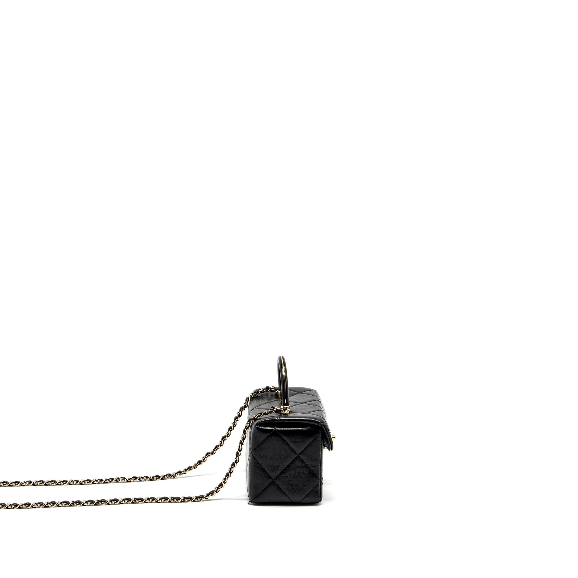 Chanel 23k top handle vanity shiny calfskin Black Handbag