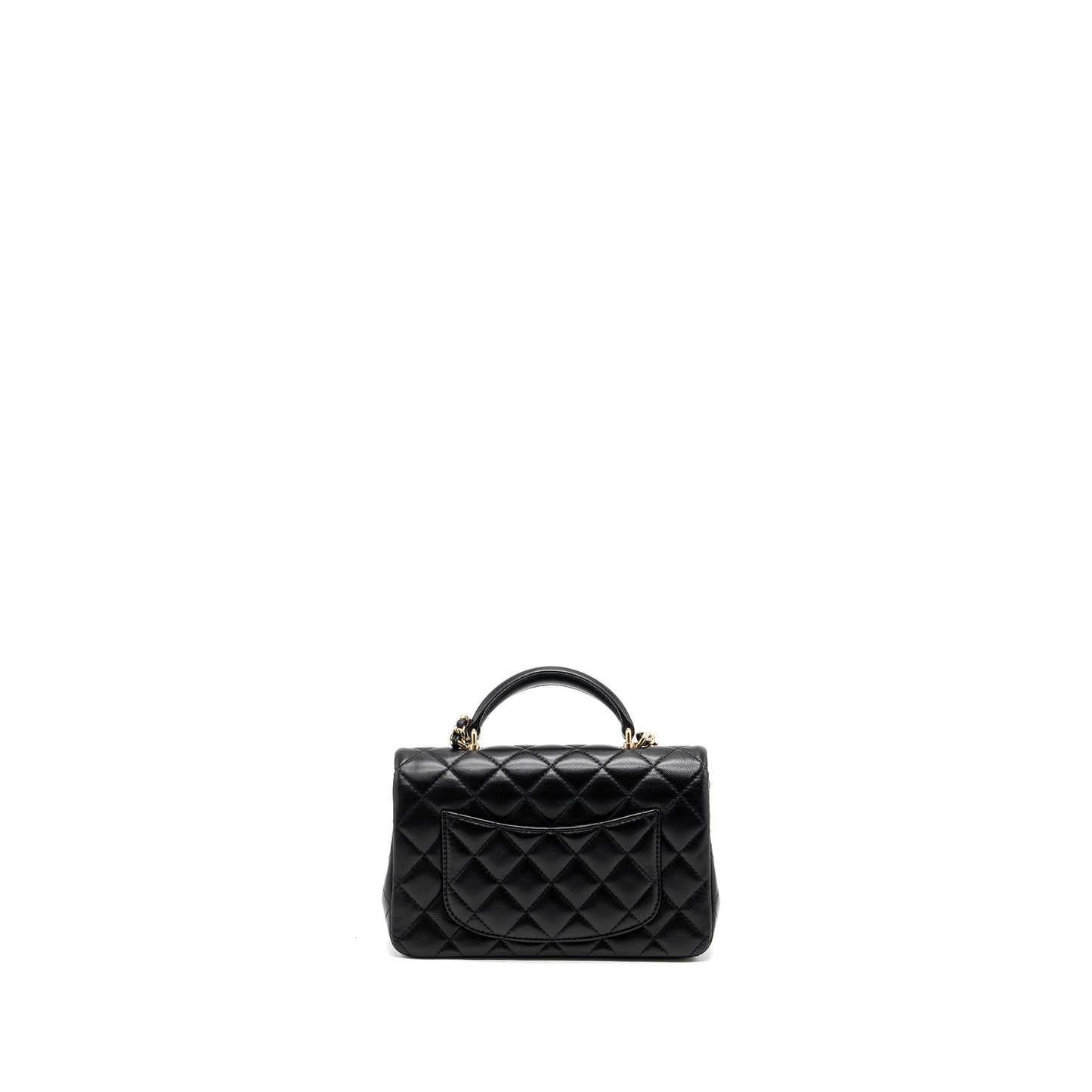 Chanel Top Handle Rectangular Lambskin LGHW Microchip Black Mini Bag Black Lghwmicrochip