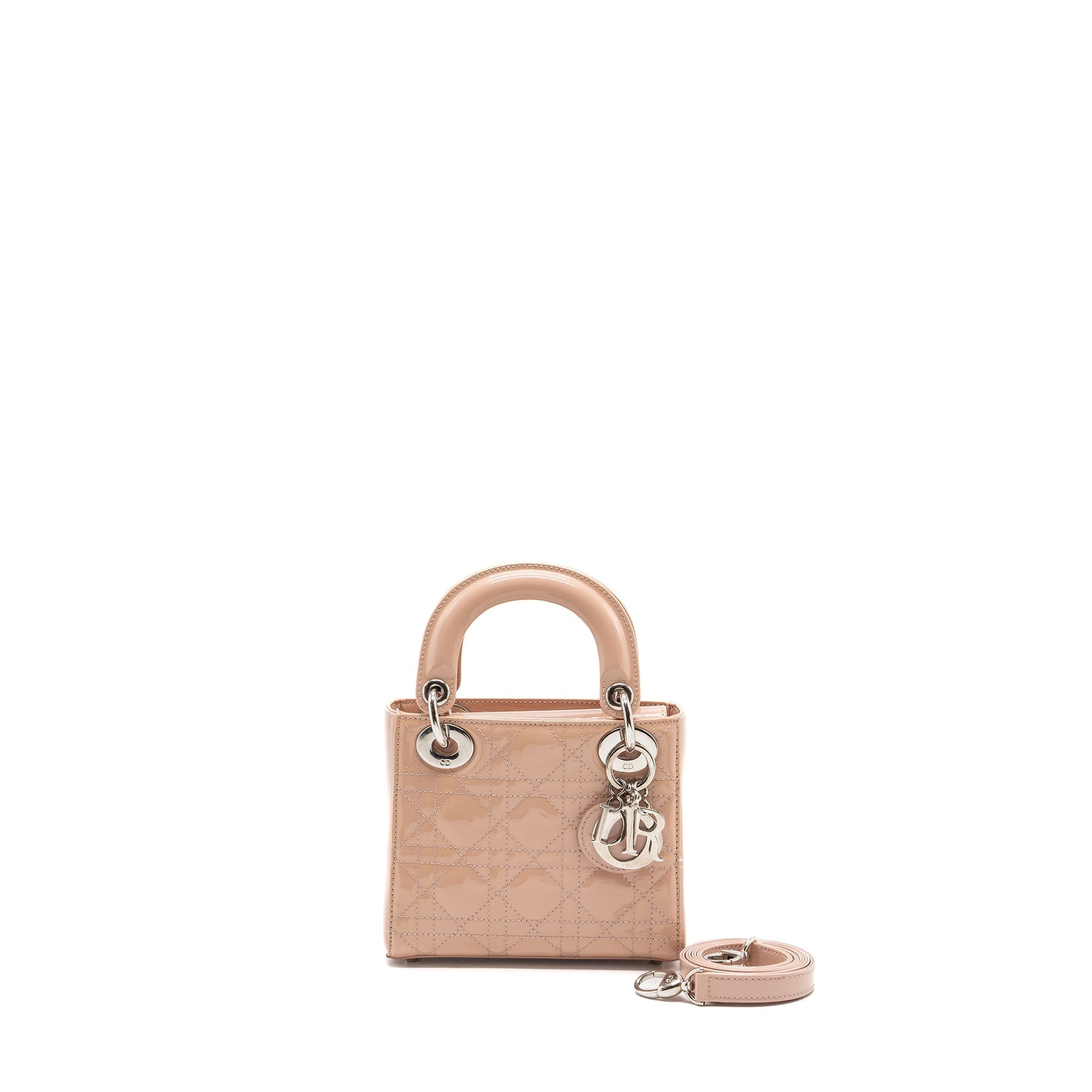 Dior Lady Patent Light Handbag Leather Pink Travel Bag