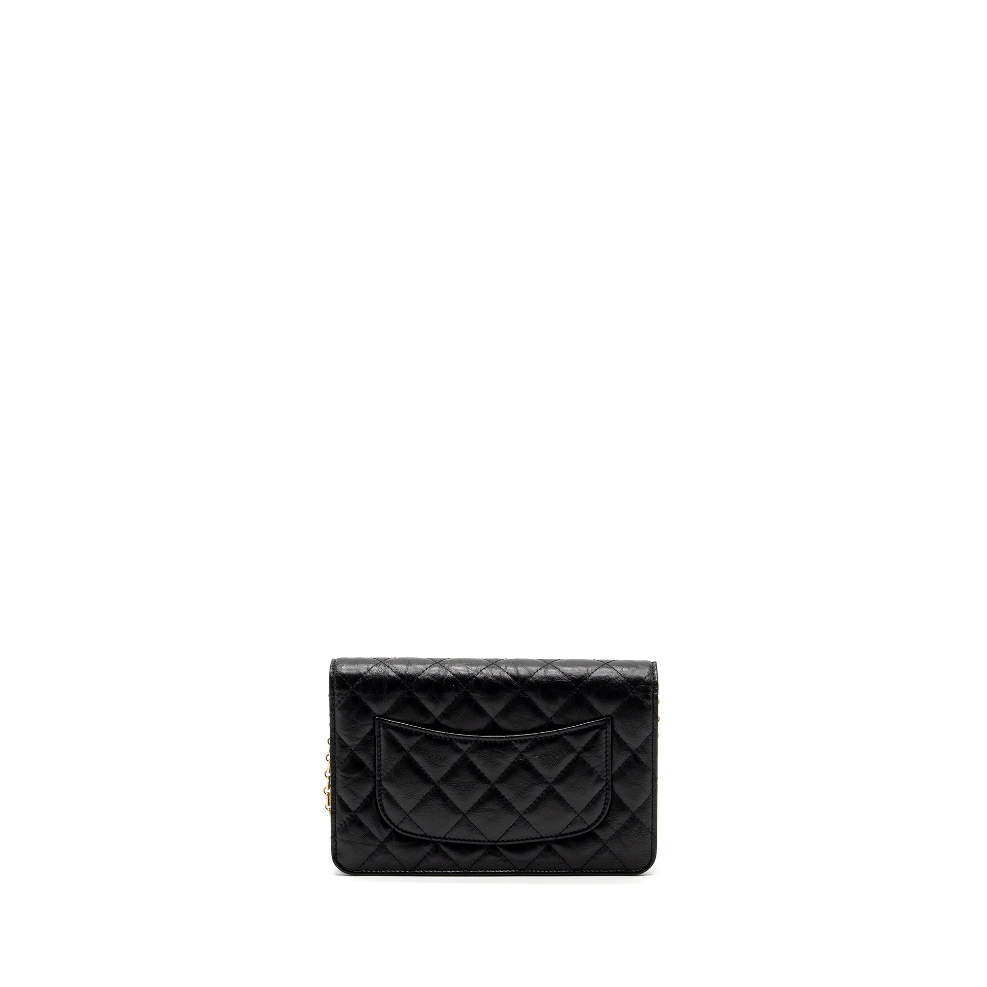 Chanel 2.55 on Aged Calfskin Brushed GHW Black Wallet Case
