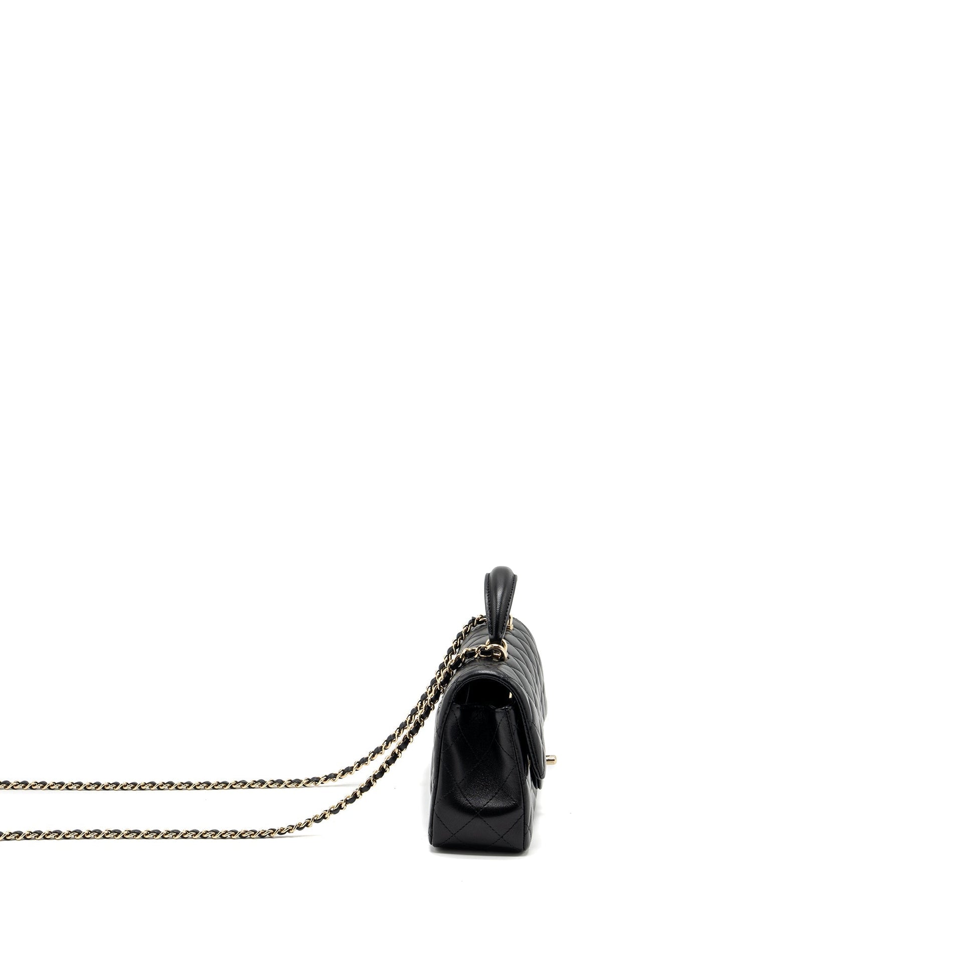 Chanel Top Handle Rectangular Lambskin LGHW Microchip Black Mini Bag Black Lghwmicrochip