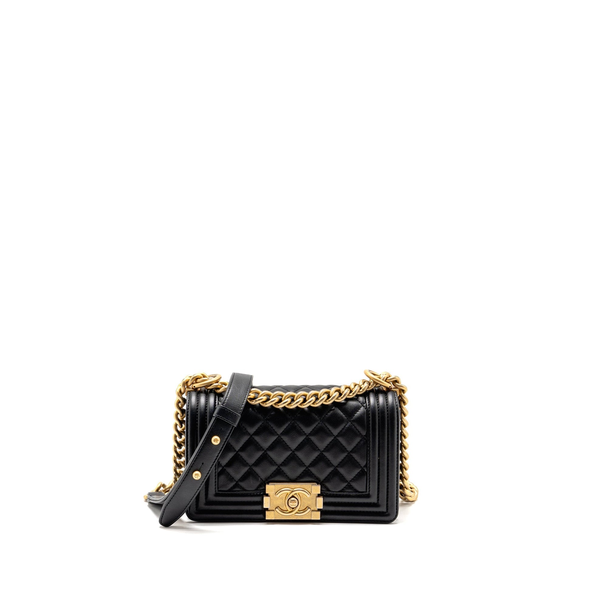 Chanel Boy Calfskin GHW Black Small Handbag Black Ghw