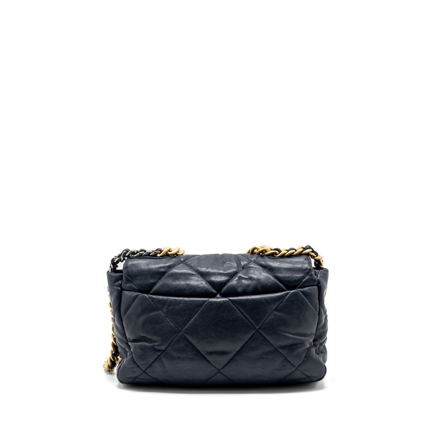 Chanel 19 30cm Lambskin Navy Hardware Multicolour Handbag
