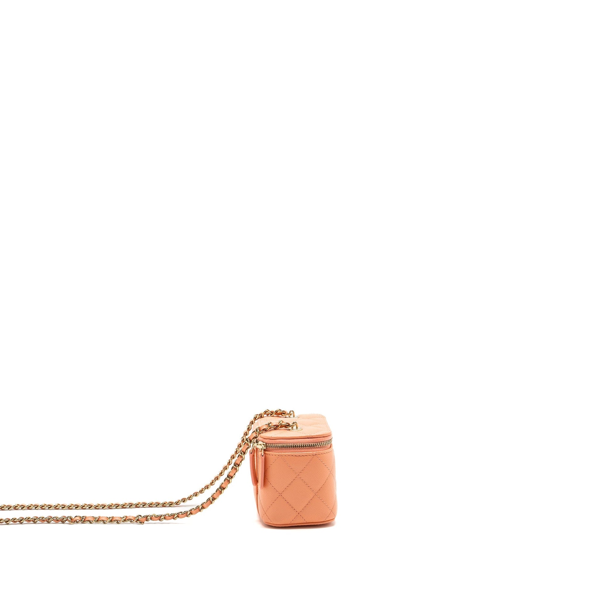 Chanel Vanity Chains Caviar Coral LGHW Microchip Pink Orange Mini Bag
