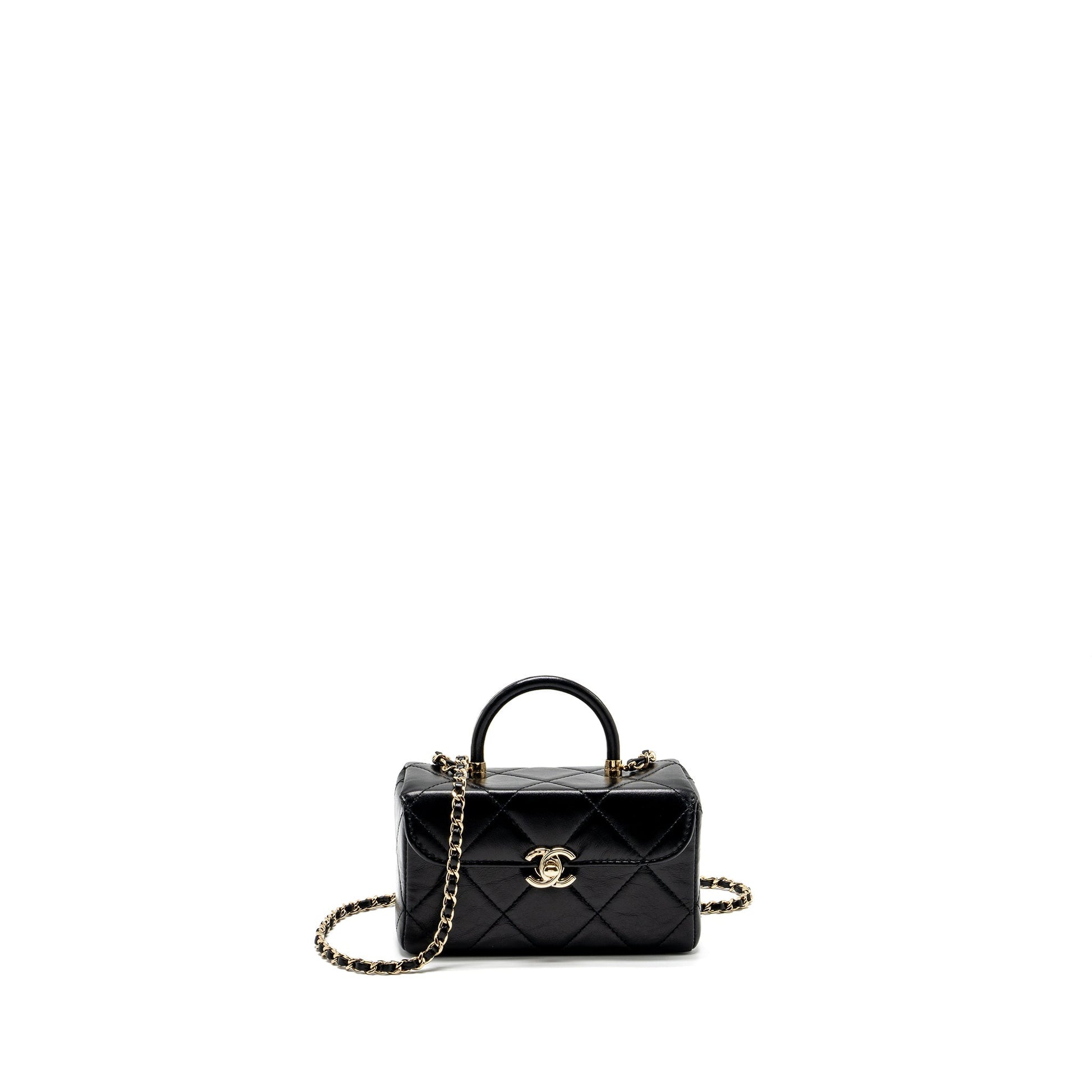 Chanel 23k top handle vanity shiny calfskin Black Handbag