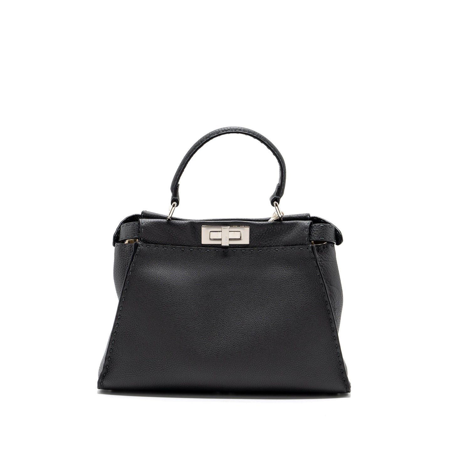 Fendi Peekaboo Purse Selleria Leather Black Medium Travel Bag Selleria Leather Shw