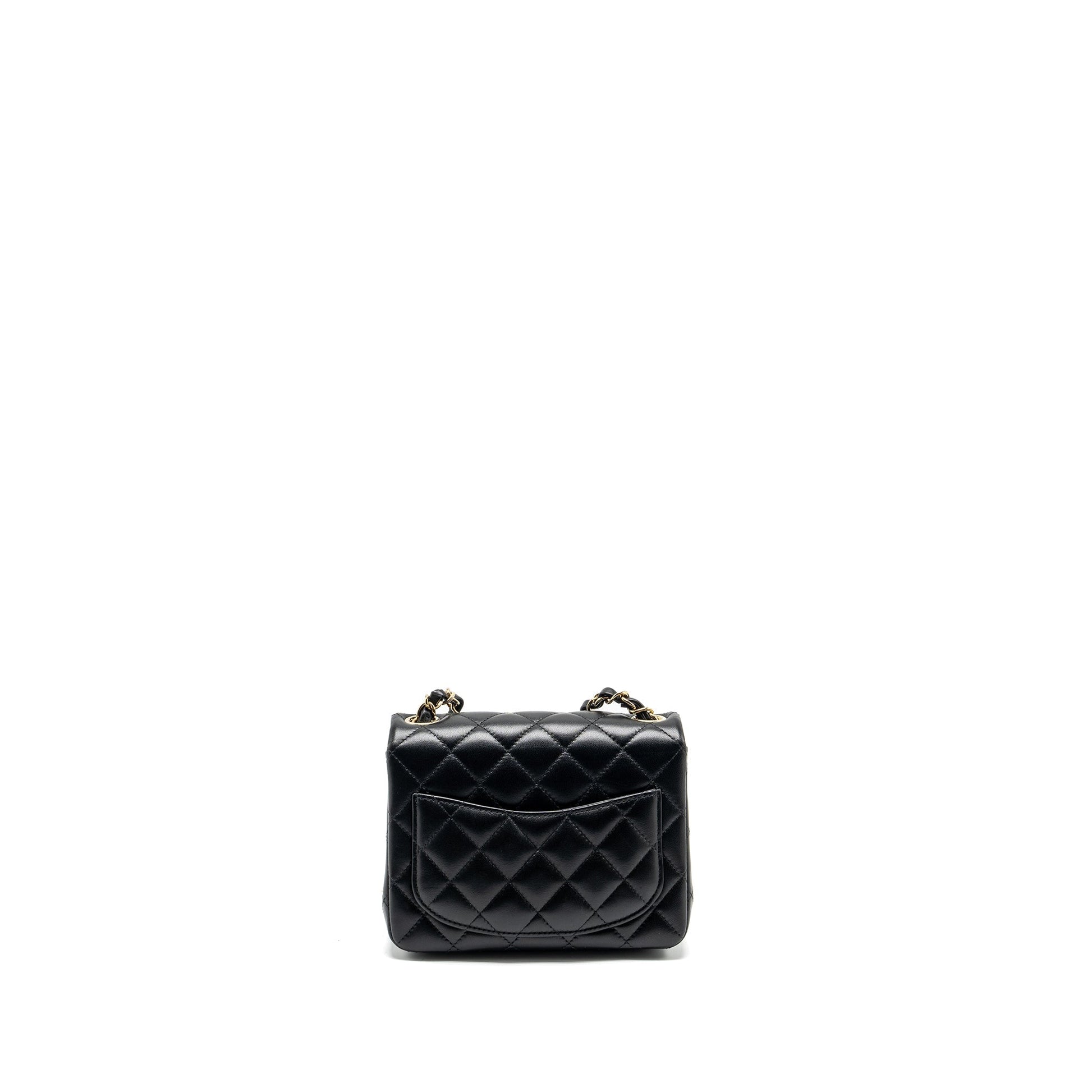 Chanel Square Flap Lambskin LGHW microchip Black Shoulder Bag Lghwmicrochip 1
