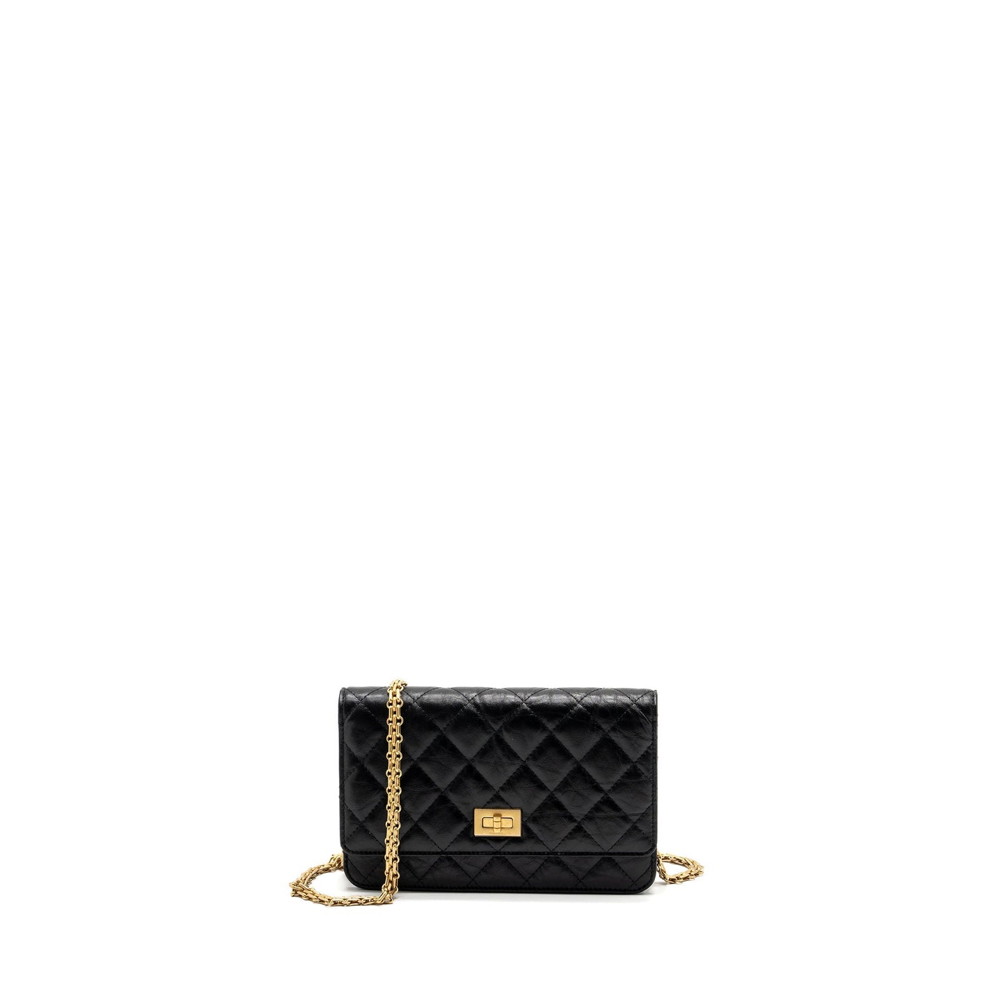 Chanel 2.55 on Aged Calfskin Brushed GHW Black Wallet Case