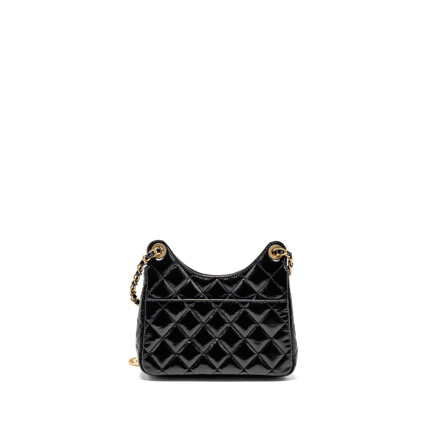 Chanel 23C Hobo Shiny Calfskin Brushed GHW Black Small Shoulder Bag Microchip 1