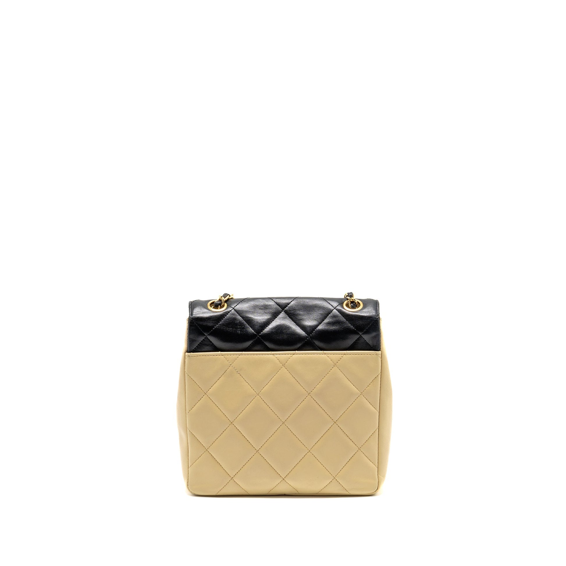 Chanel quilted envelope flap lambskin GHW Black Beige Shoulder Bag