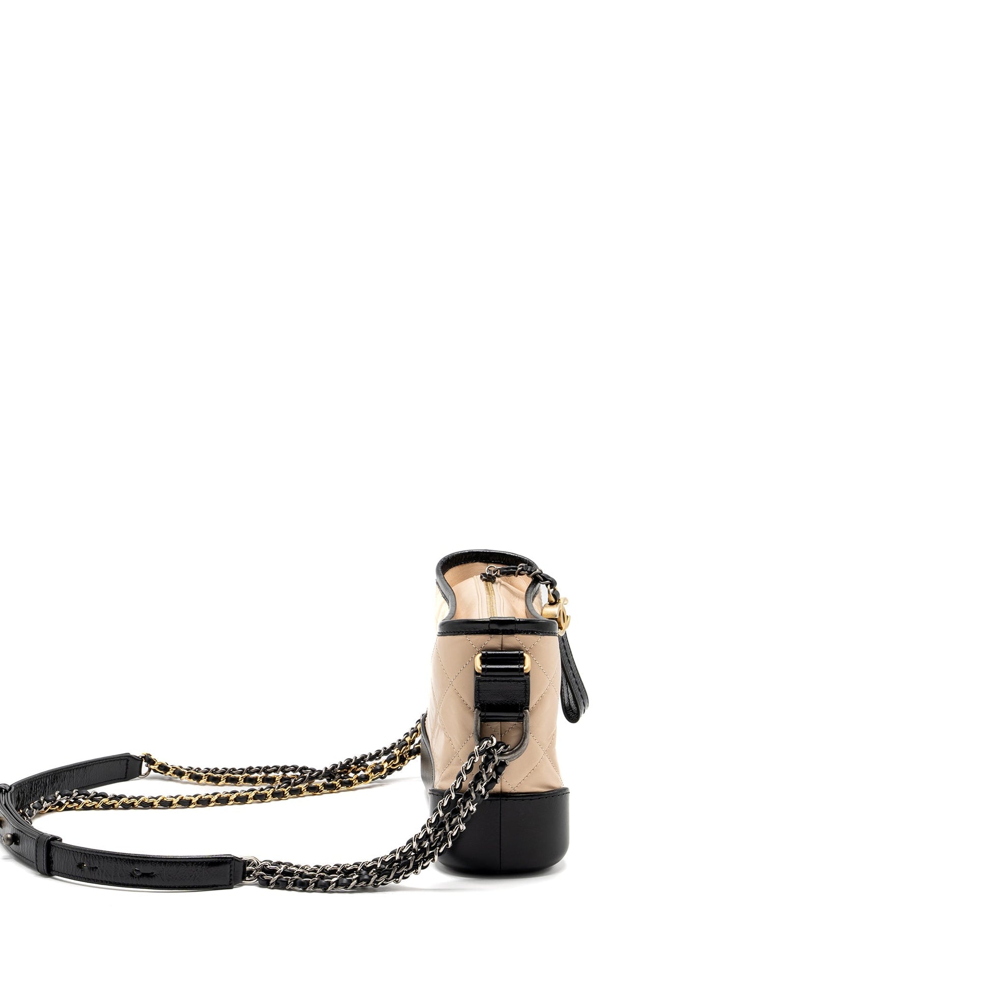 Chanel Gabrielle hobo calfskin hardware Multicolour Black Beige Small Shoulder Bag