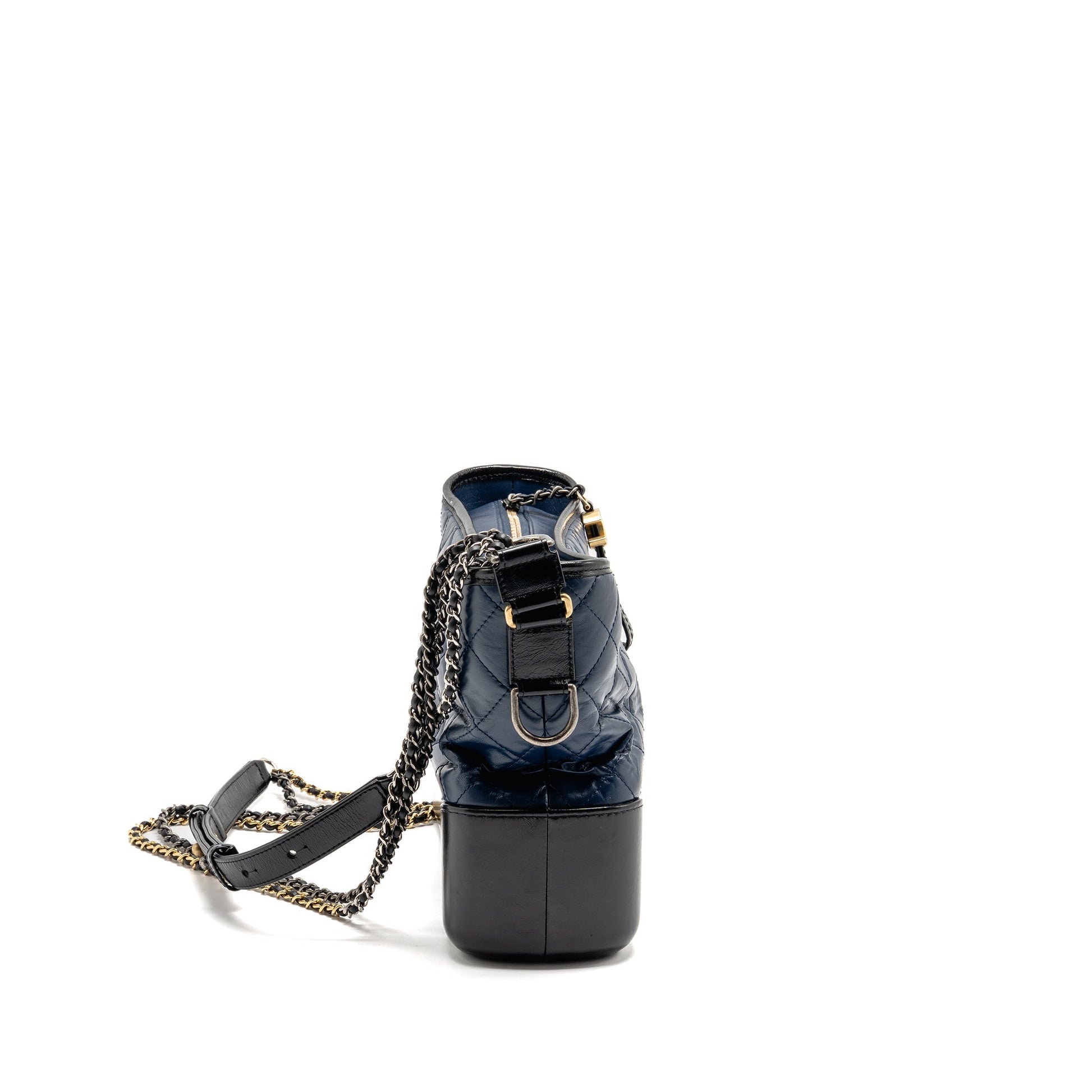 Chanel Gabrielle Hobo Aged Calfskin Navy Multicoloured Black Shoulder Bag