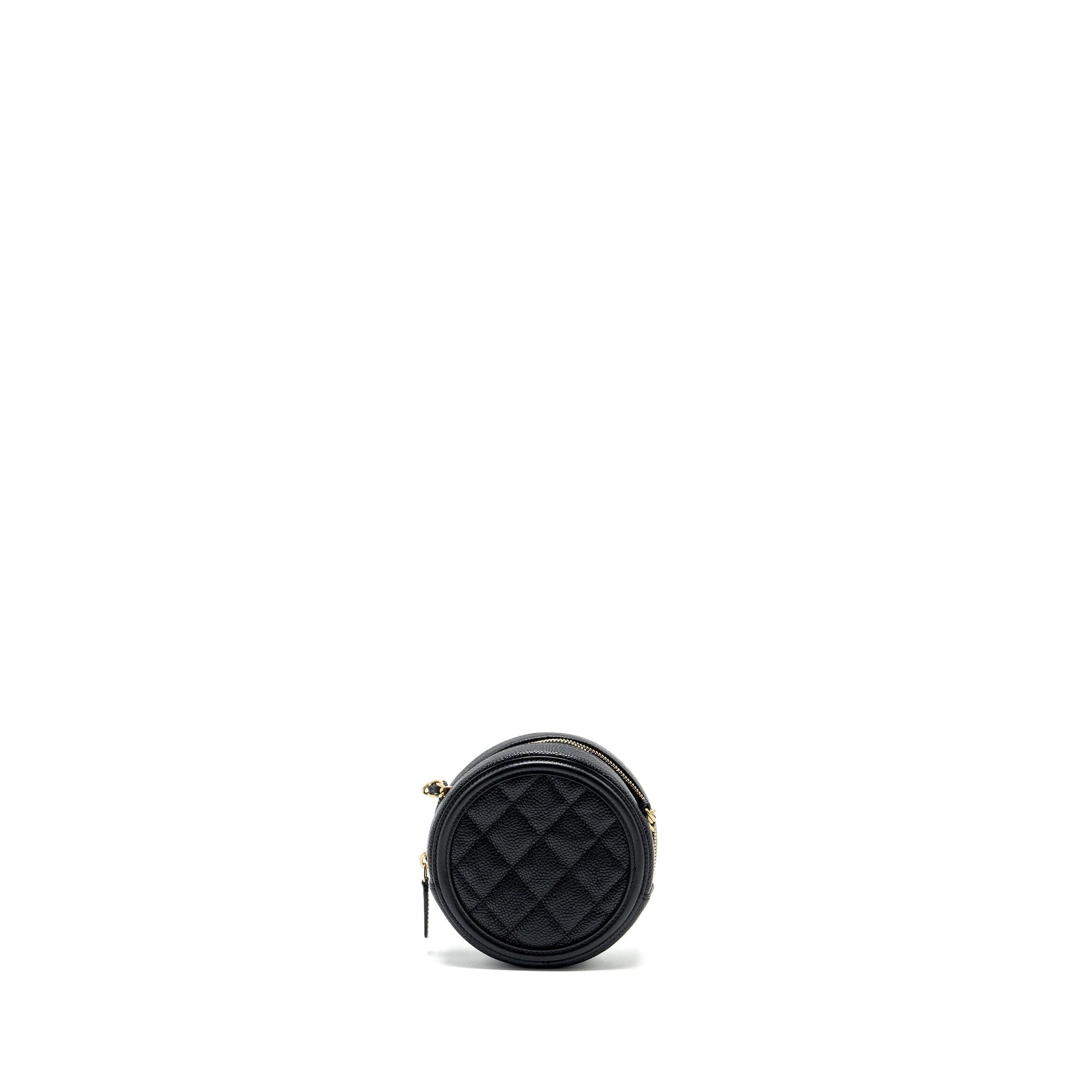 Chanel CC Filigree Quilted Round Caviar GHW Black Crossbody Bag