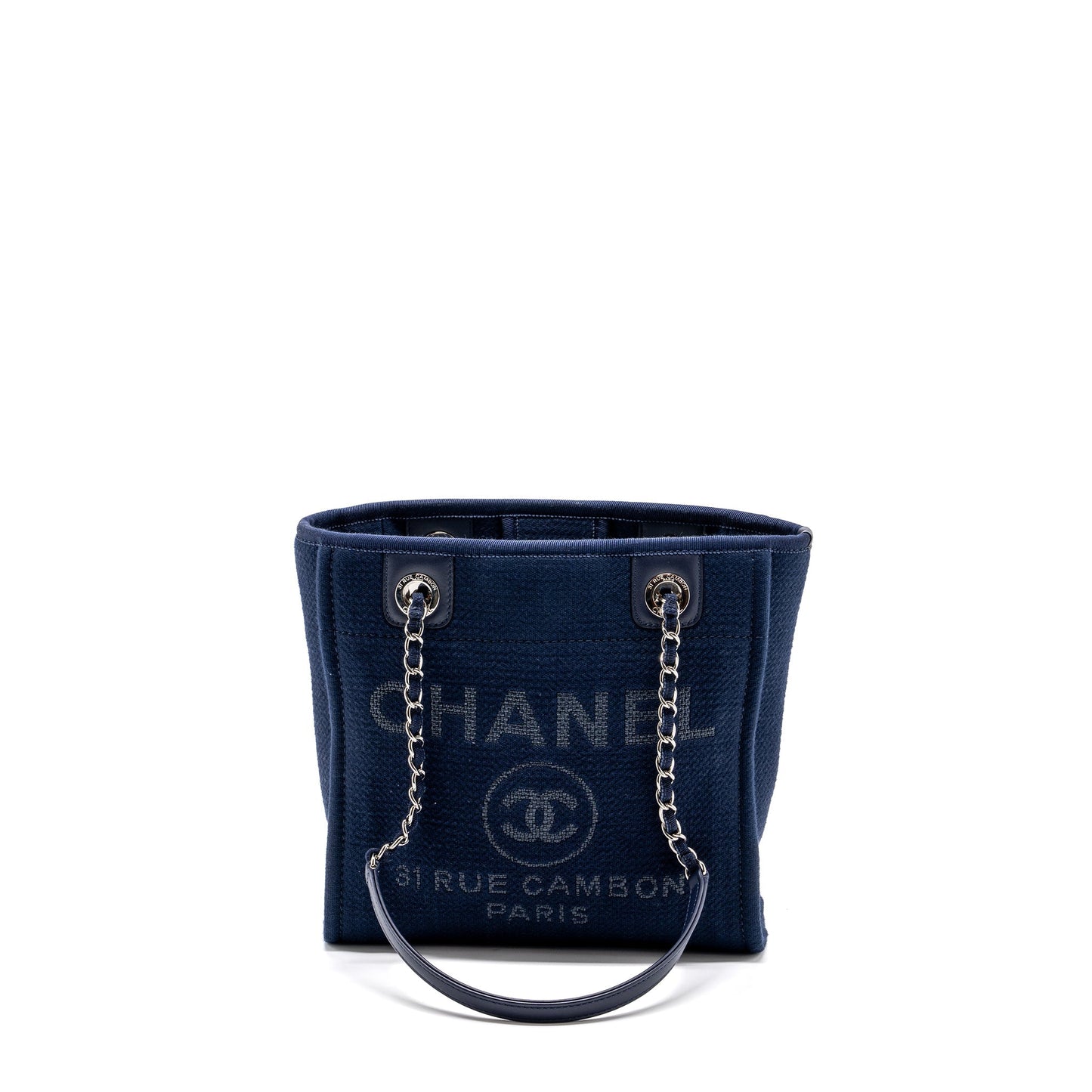Chanel NAVY SHW Microchip Small Canvas Tote Bag
