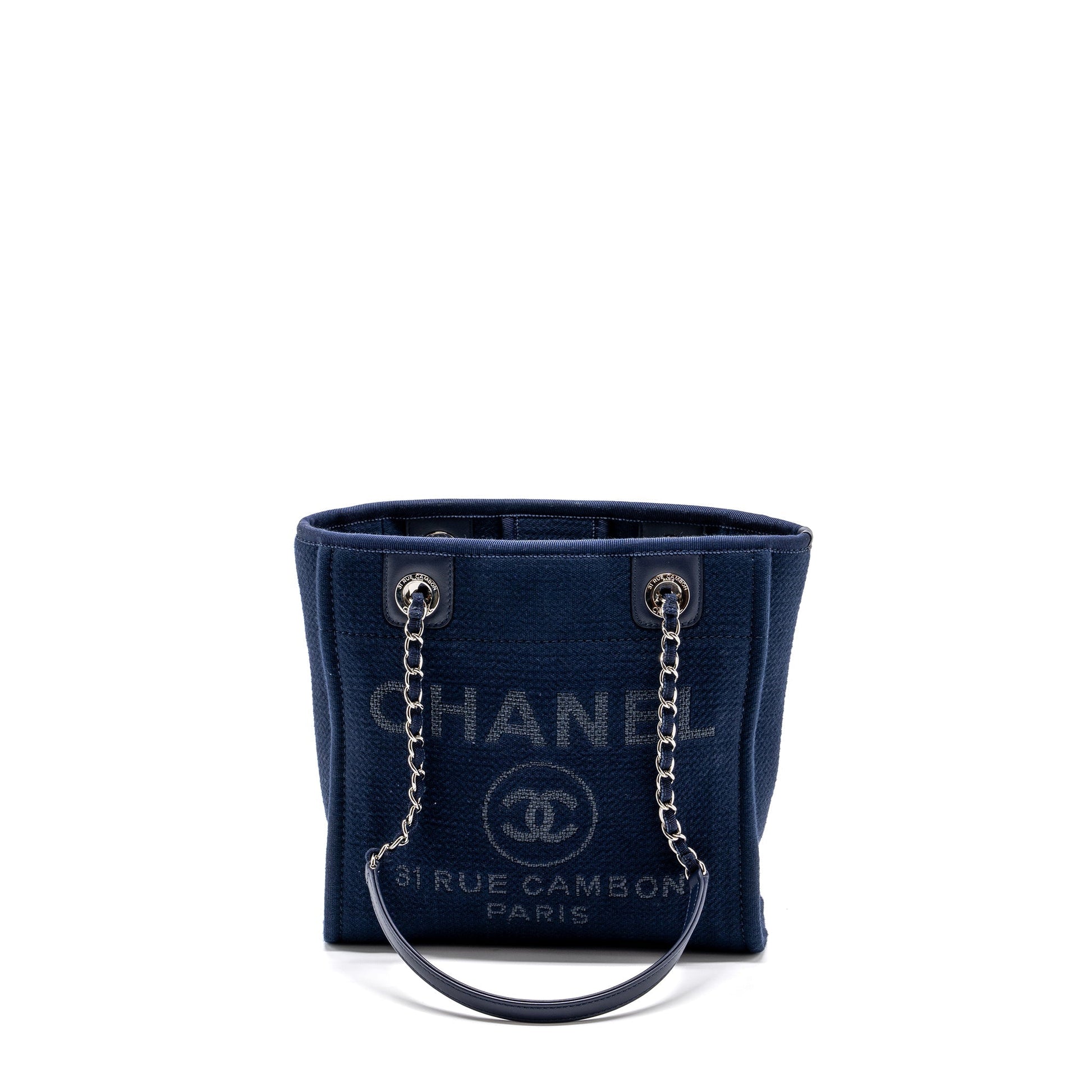 Chanel NAVY SHW Microchip Small Canvas Tote Bag