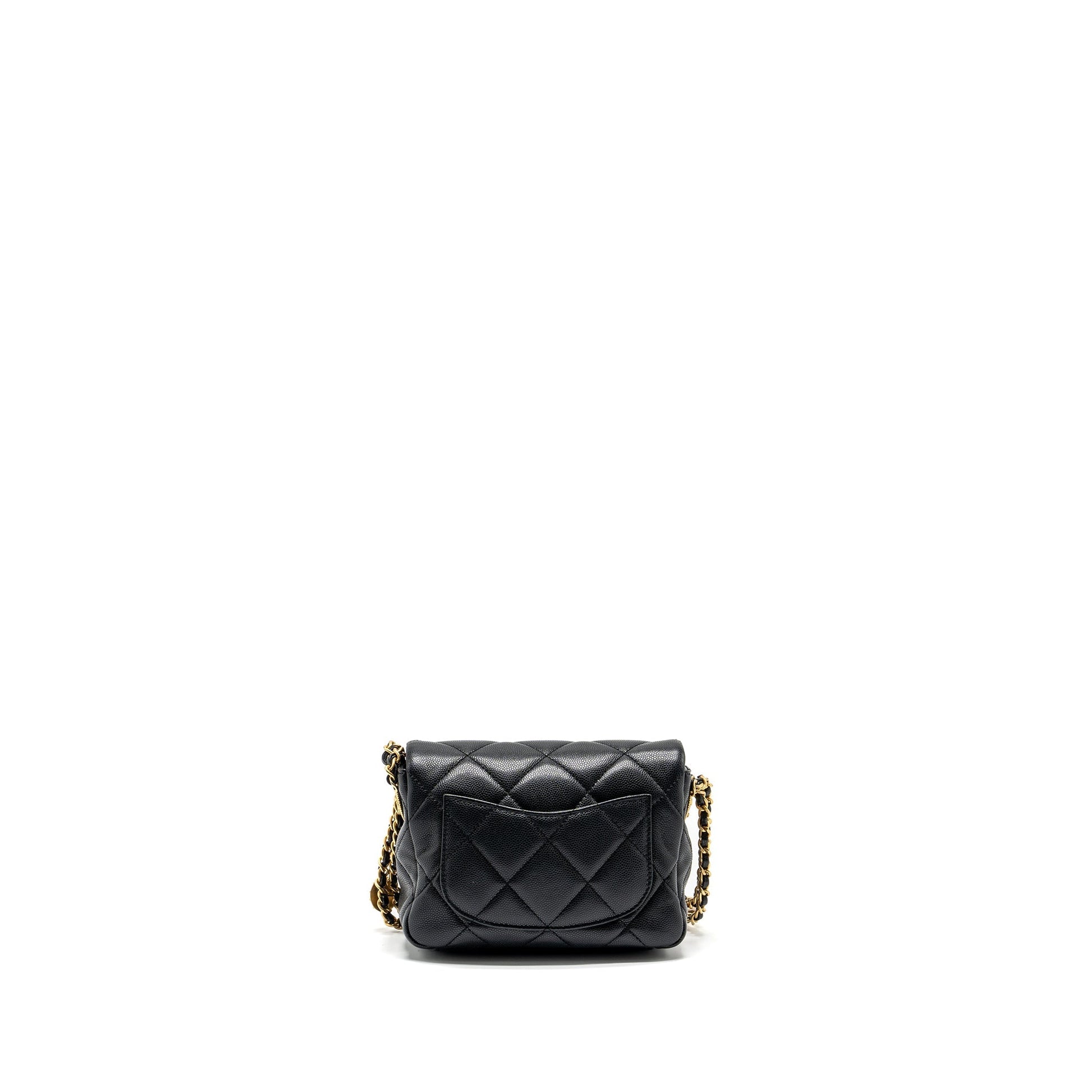 Chanel Twist Your Button Flap Caviar GHW Black Shoulder Bag Ghw Microchip