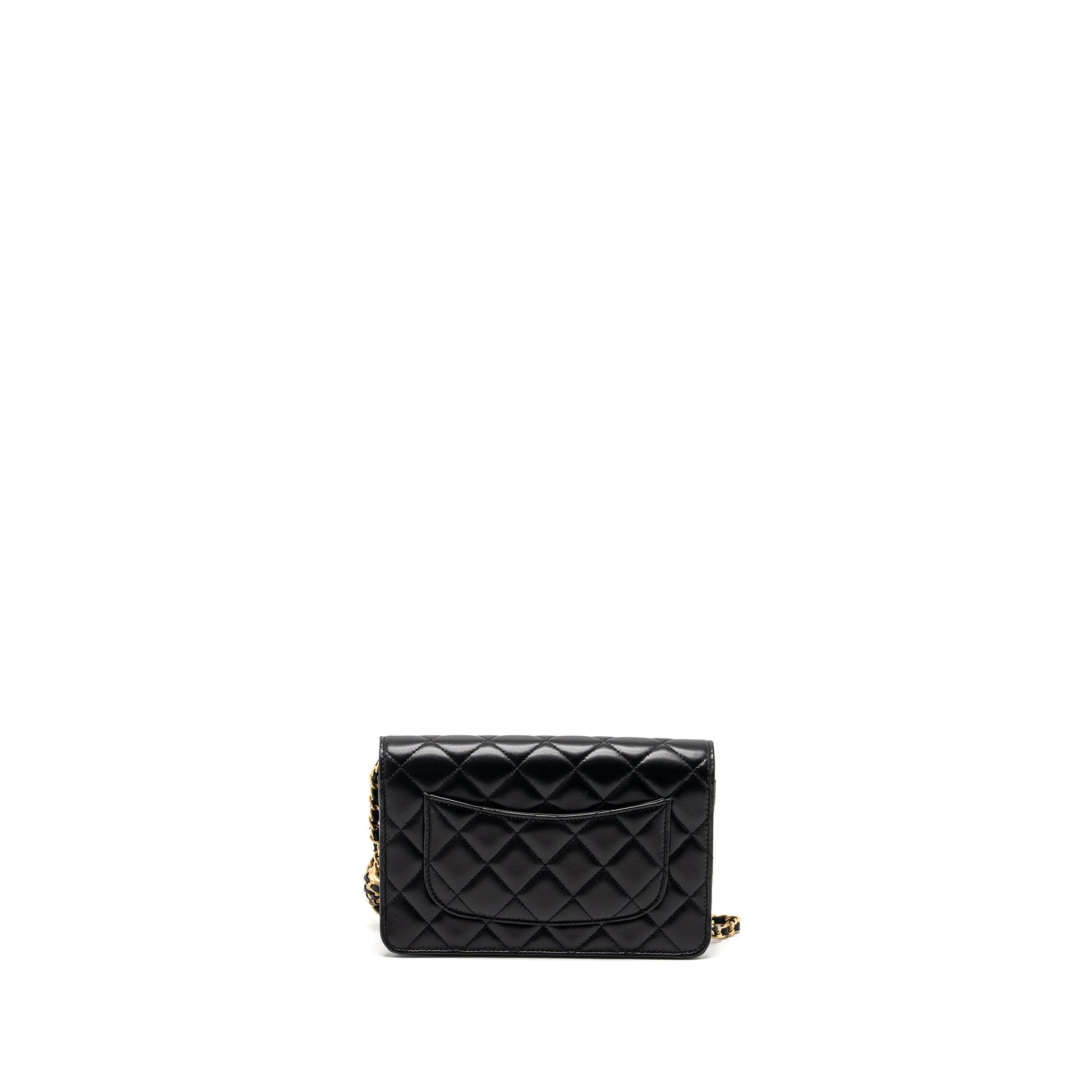 Chanel 22S Pearl Crush on Lambskin Brushed Black Wallet Case