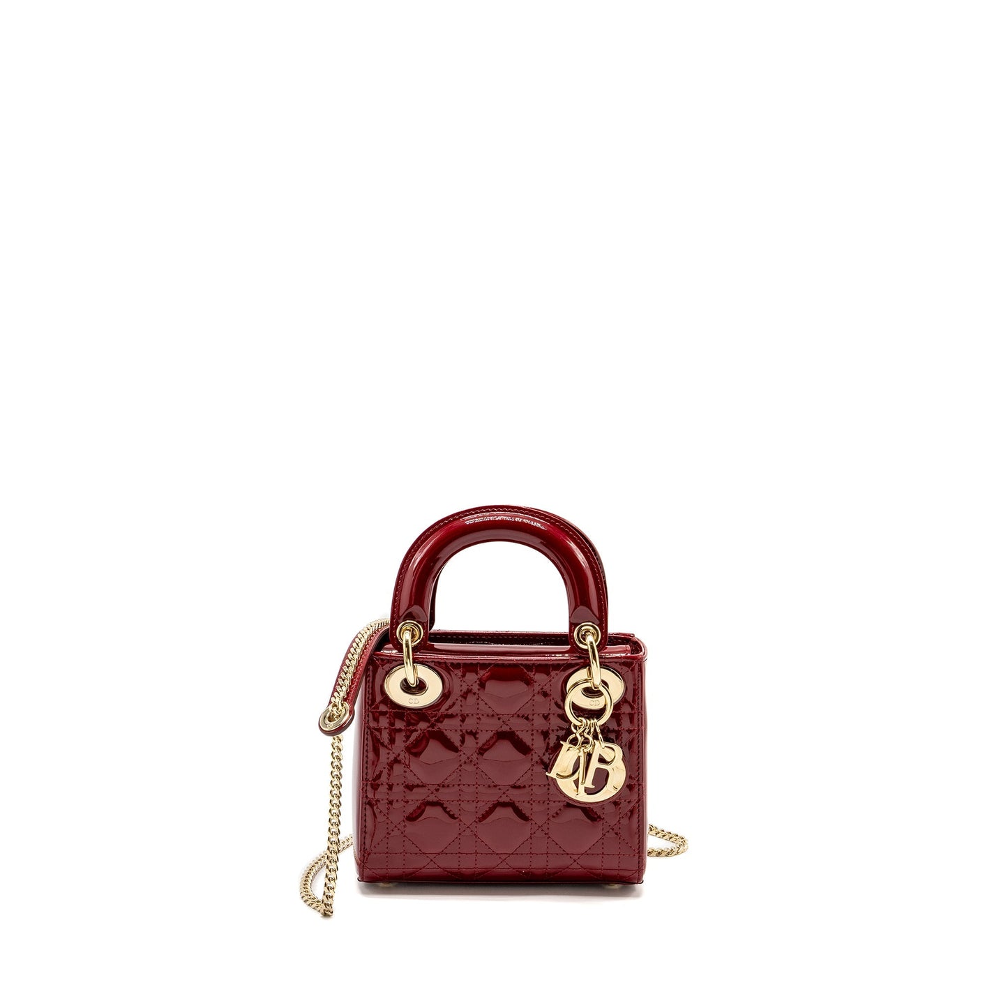Dior Lady Patent Handbag Red Mini Travel Bag Red Handbag