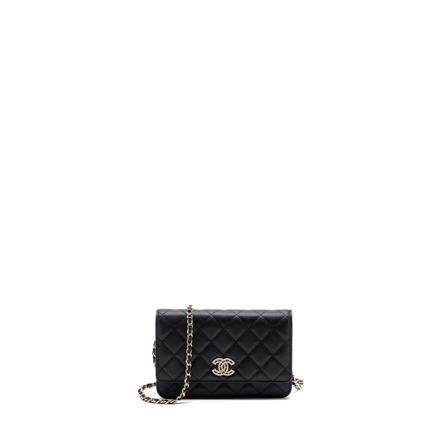 Chanel Detailed Logo On Caviar LGHW microchip Black Wallet Case Lghw Microchip
