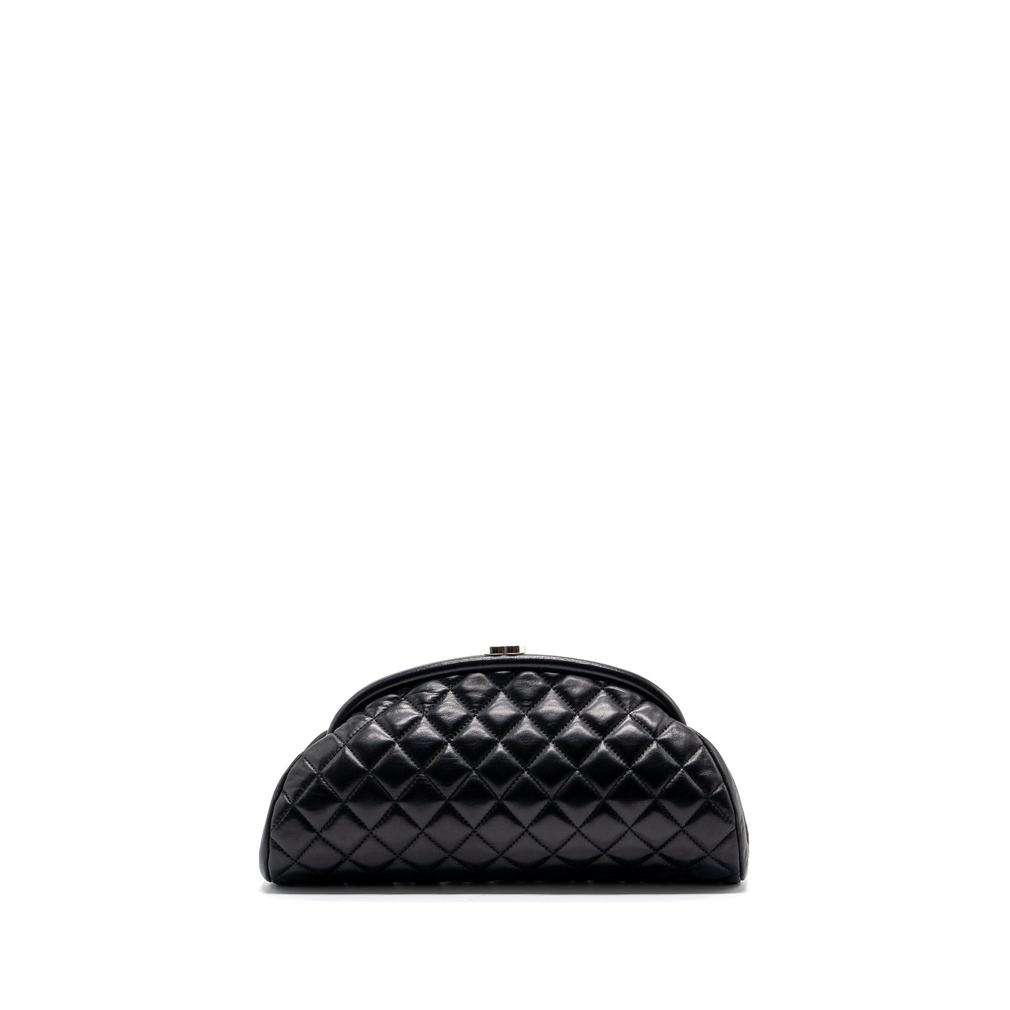 Chanel timeless kiss evening lambskin SHW Black Lock Clutch Bag