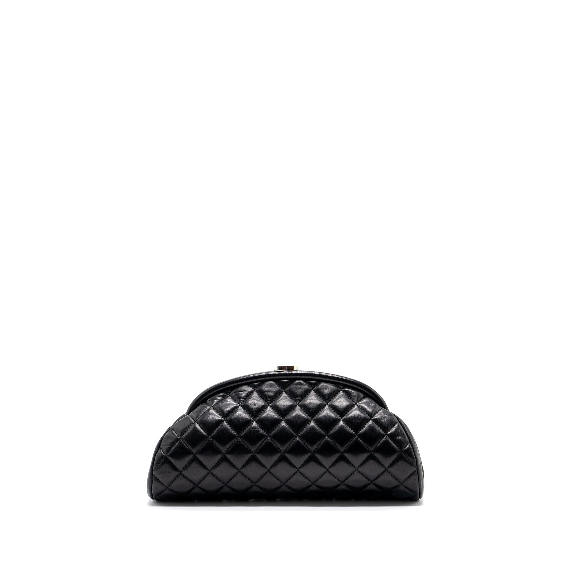 Chanel timeless kiss evening lambskin SHW Black Lock Clutch Bag