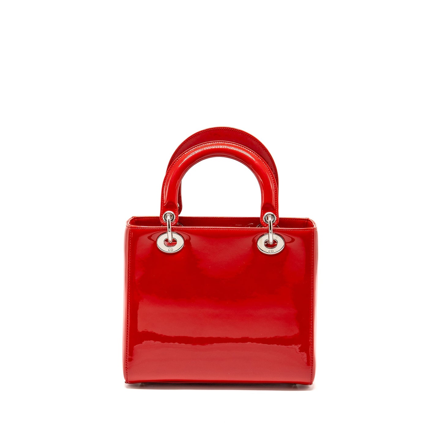 Dior Lady Patent Handbag Red Medium Travel Bag