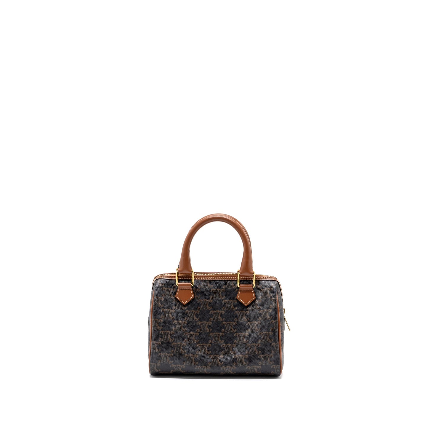 Celine Small Boston Purse Triomphe Handbag Leather Canvas Travel Bag